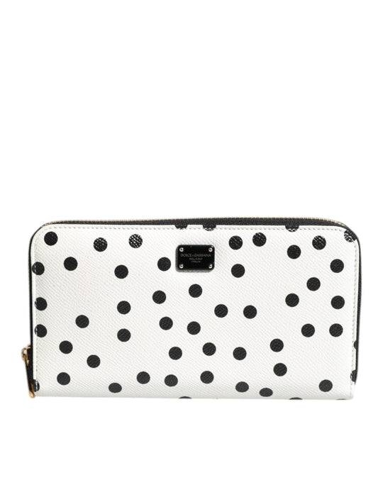 Dolce & Gabbana White Black Striped Leather Zip Around Continental Women's Wallet ()