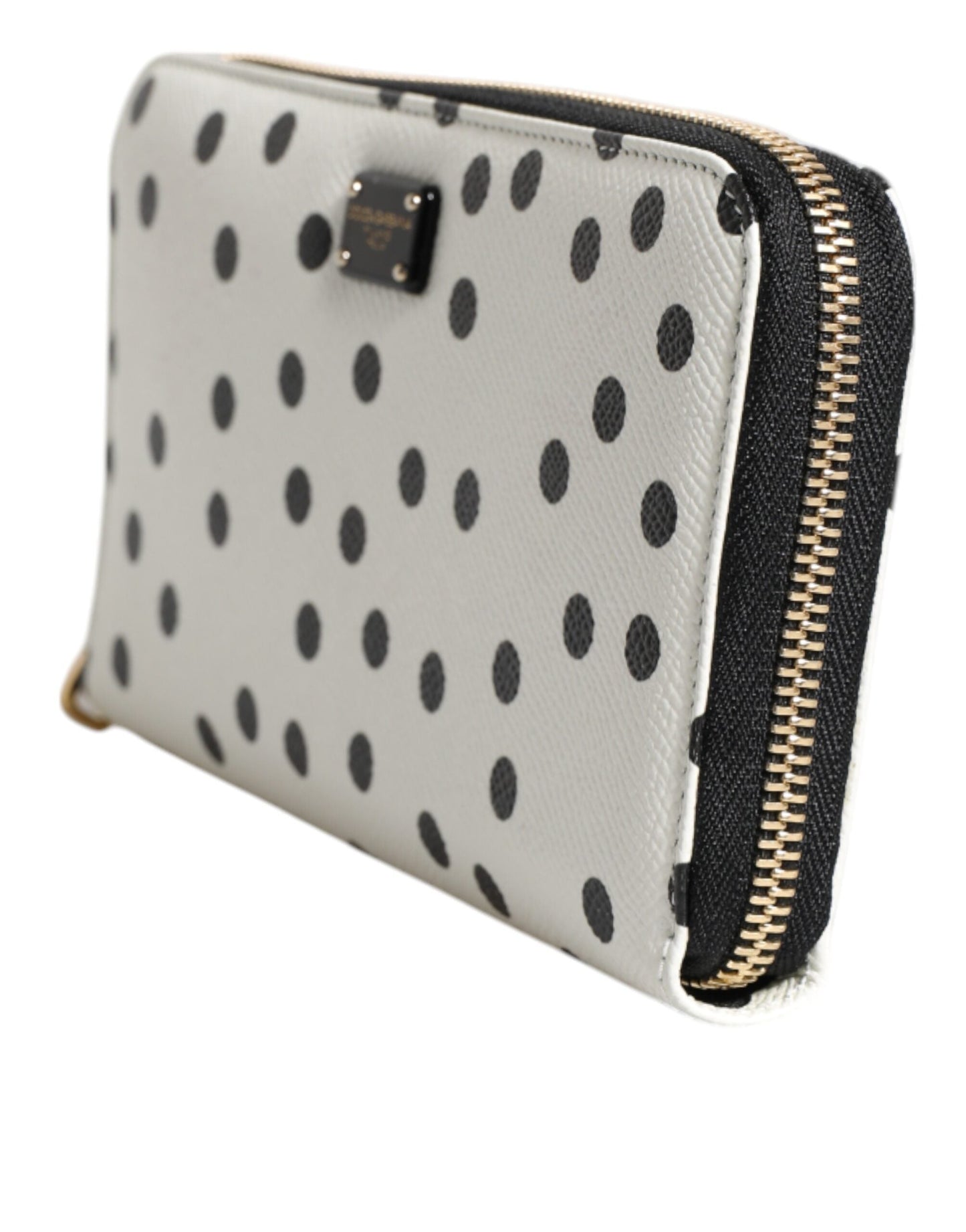 Dolce & Gabbana White Black Striped Leather Zip Around Continental Women's Wallet ()