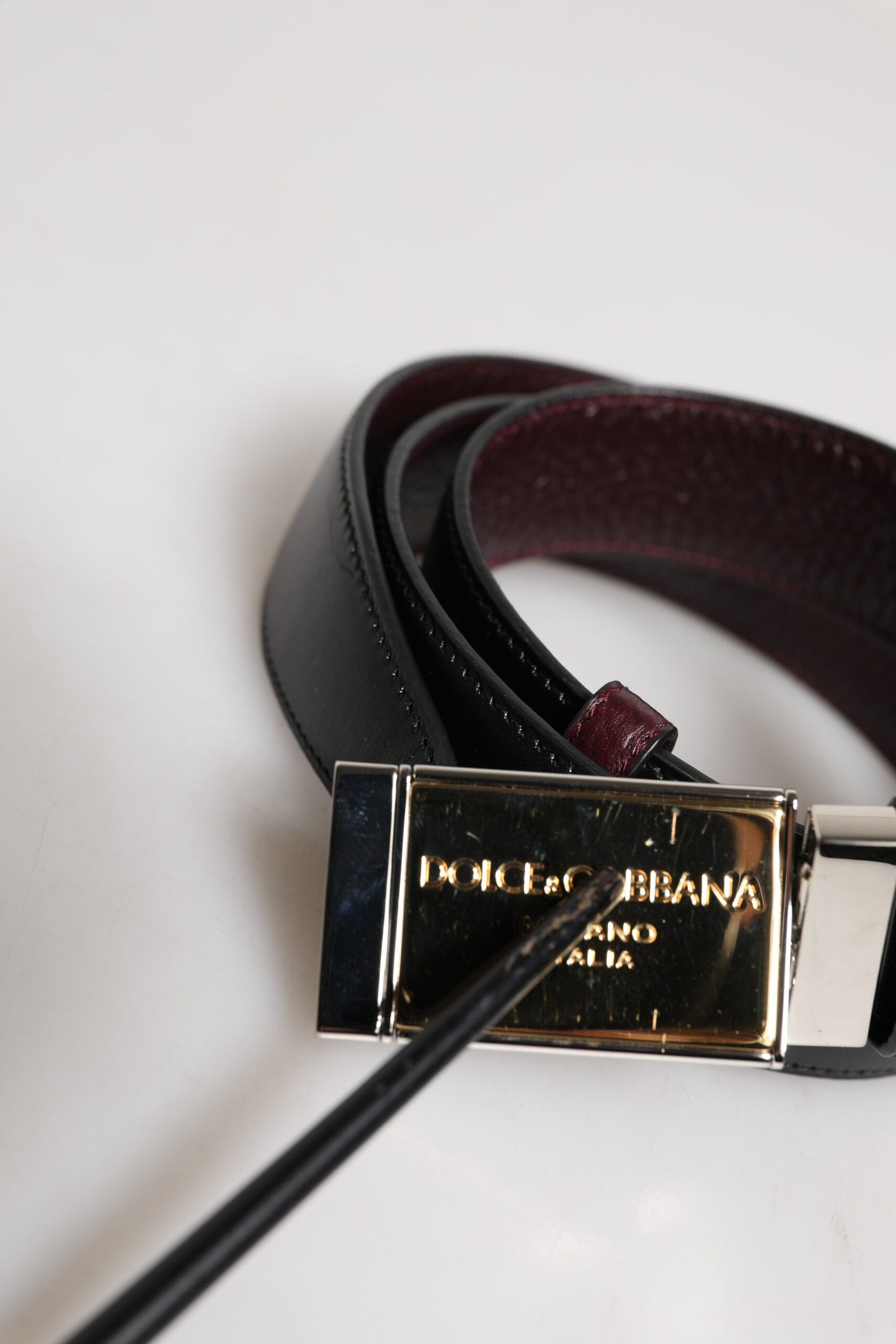 Dolce & Gabbana Black Brown Leather Metal Buckle Reversible Men's Belt ()