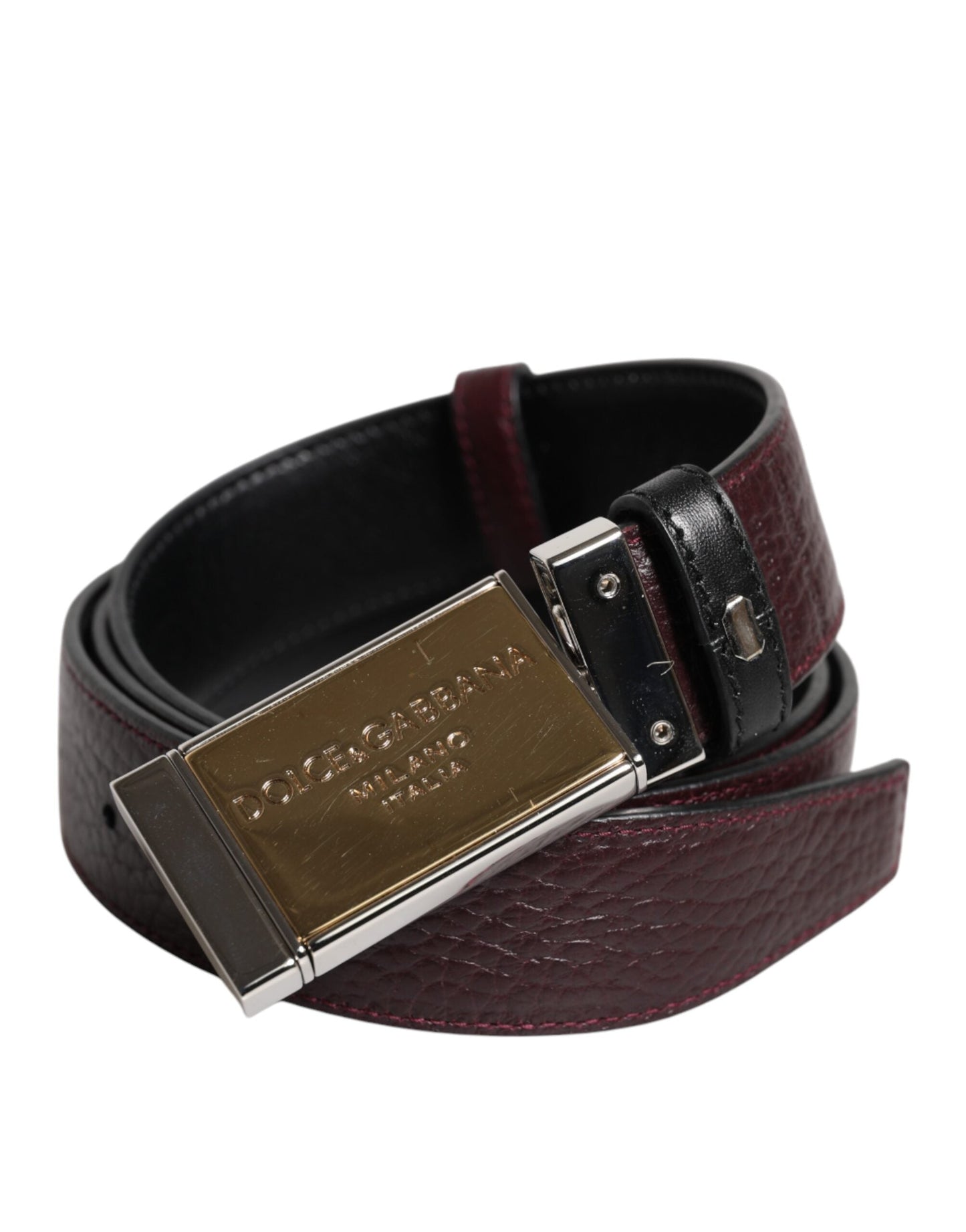 Dolce & Gabbana Black Brown Leather Metal Buckle Reversible Men's Belt ()