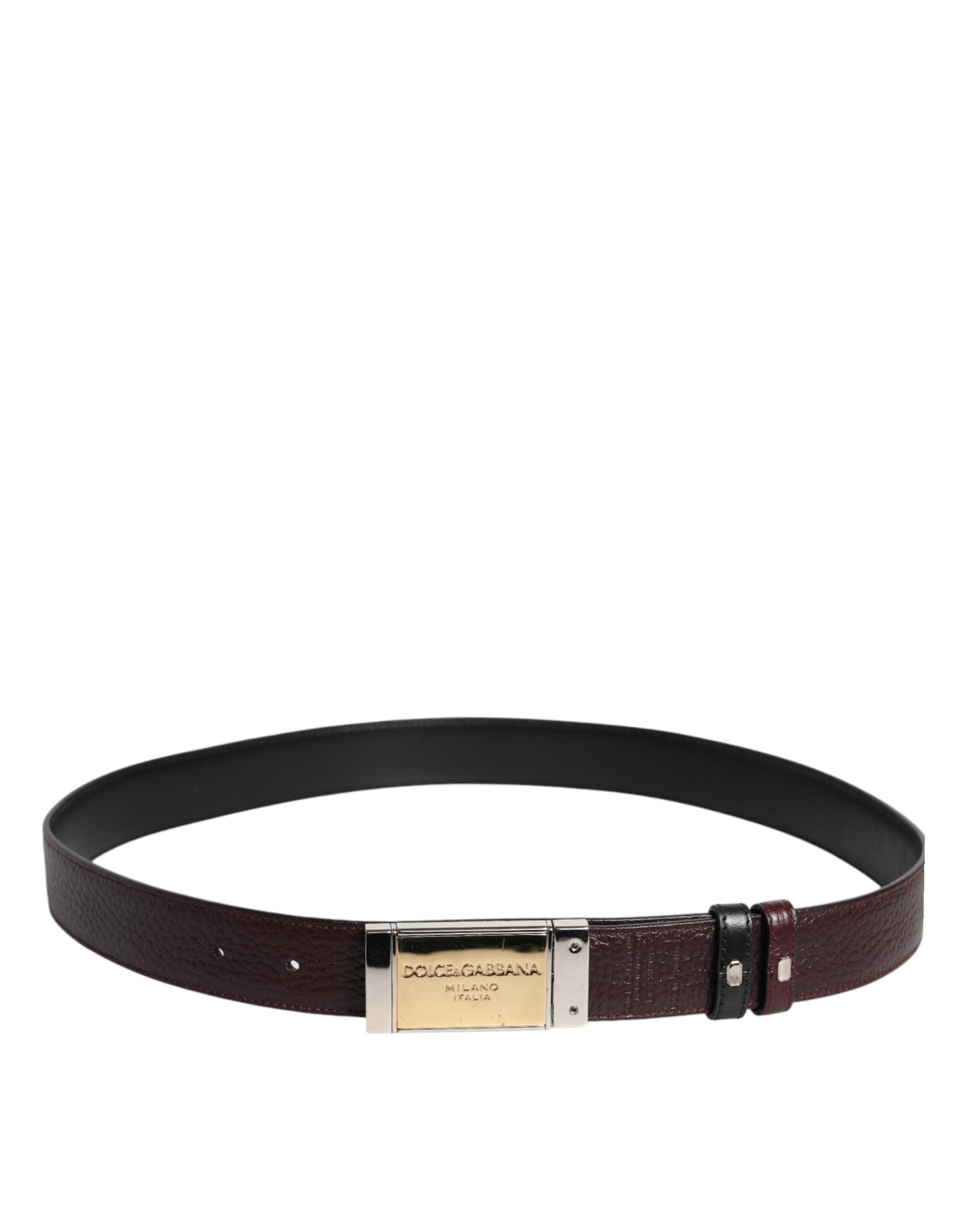 Dolce & Gabbana Black Brown Leather Metal Buckle Reversible Men's Belt ()