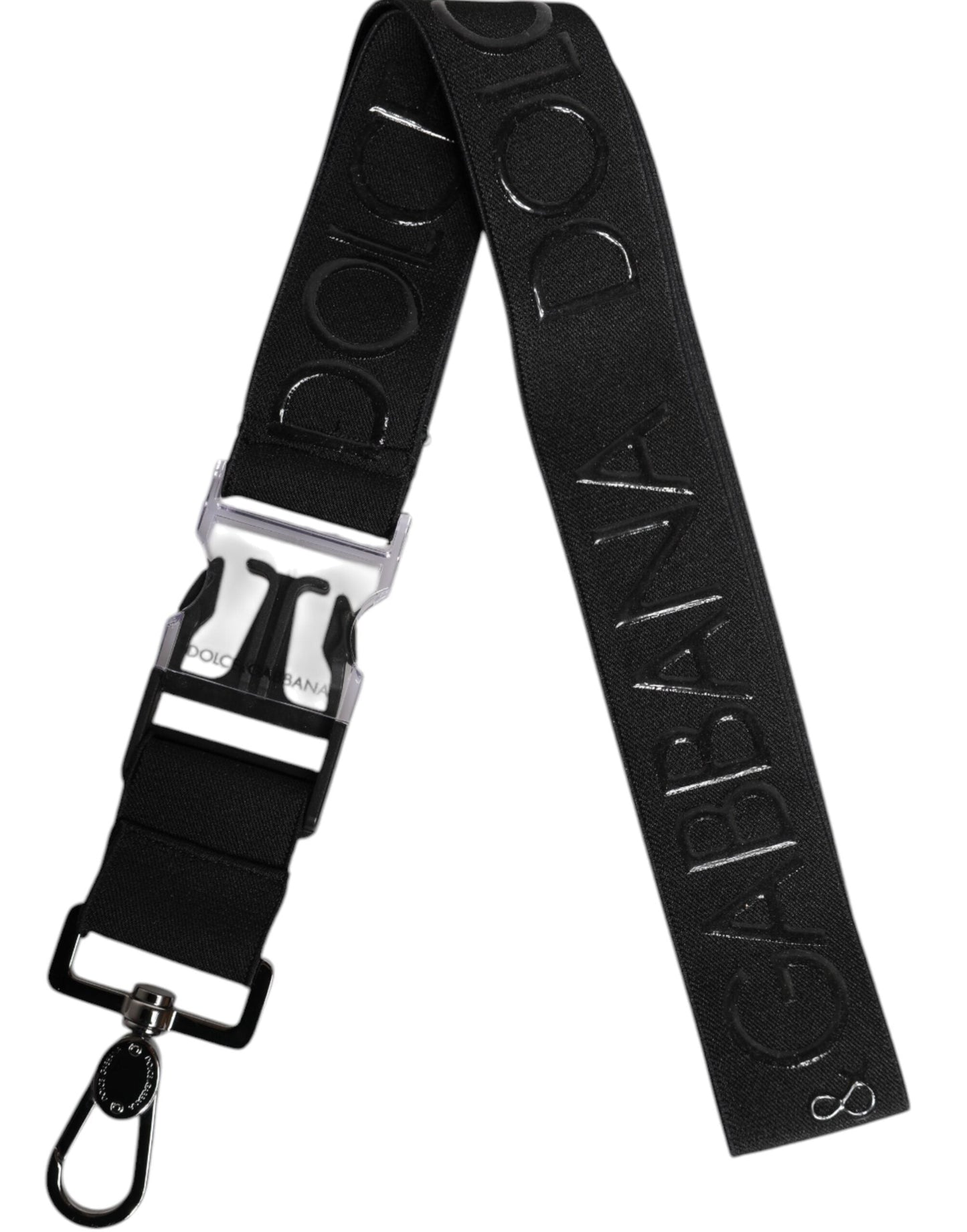 Dolce & Gabbana Black Stretch Polyester Rubberised DG Logo Men's Keychain