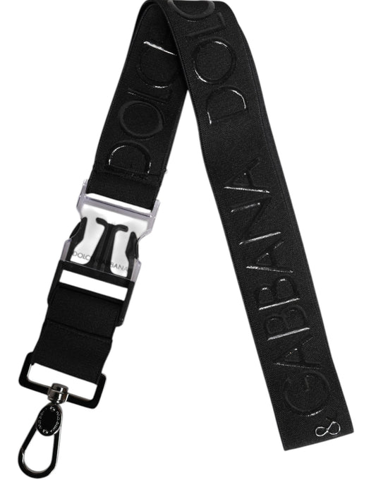 Dolce & Gabbana Black Stretch Polyester Rubberised DG Logo Men's Keychain