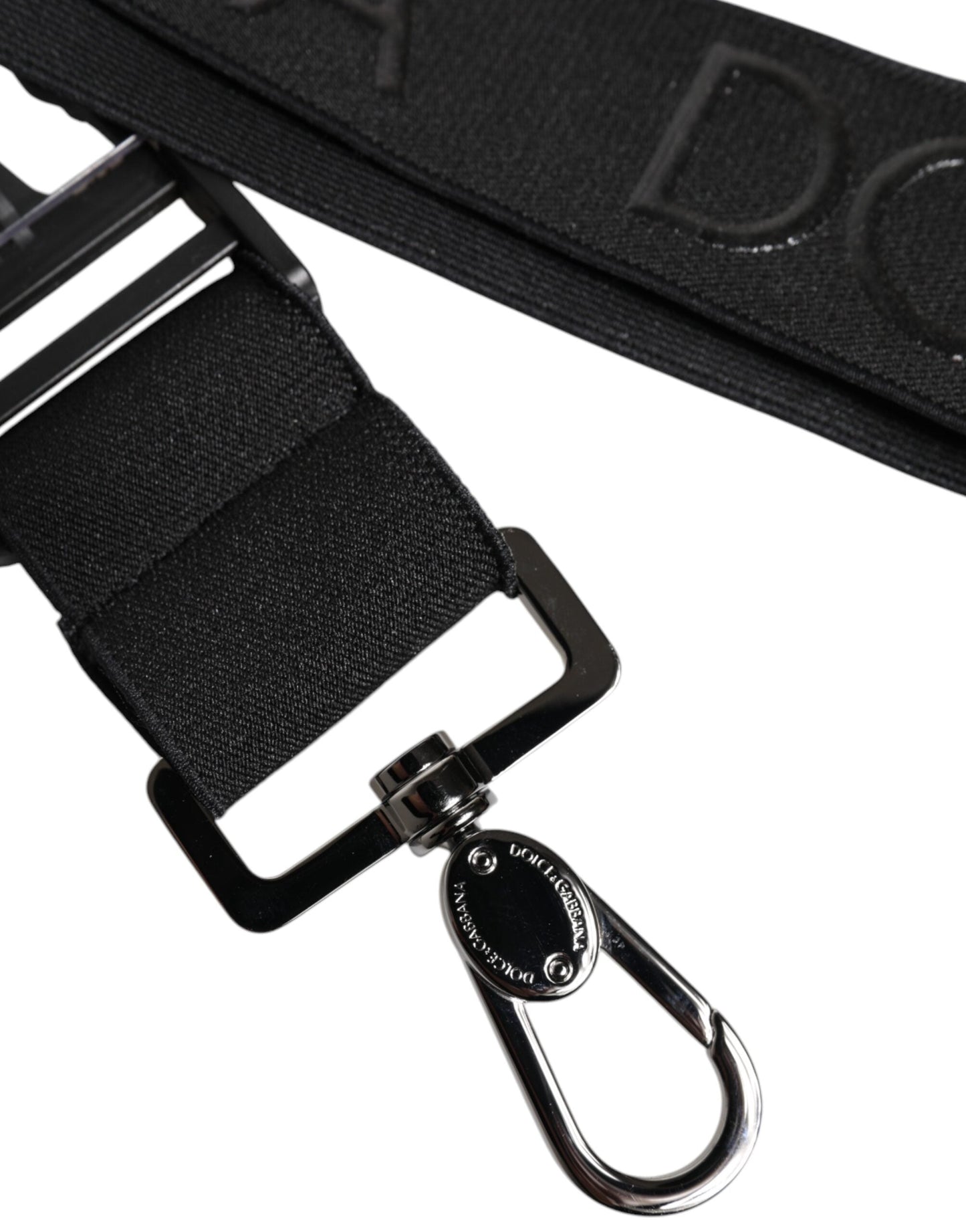 Dolce & Gabbana Black Stretch Polyester Rubberised DG Logo Men's Keychain