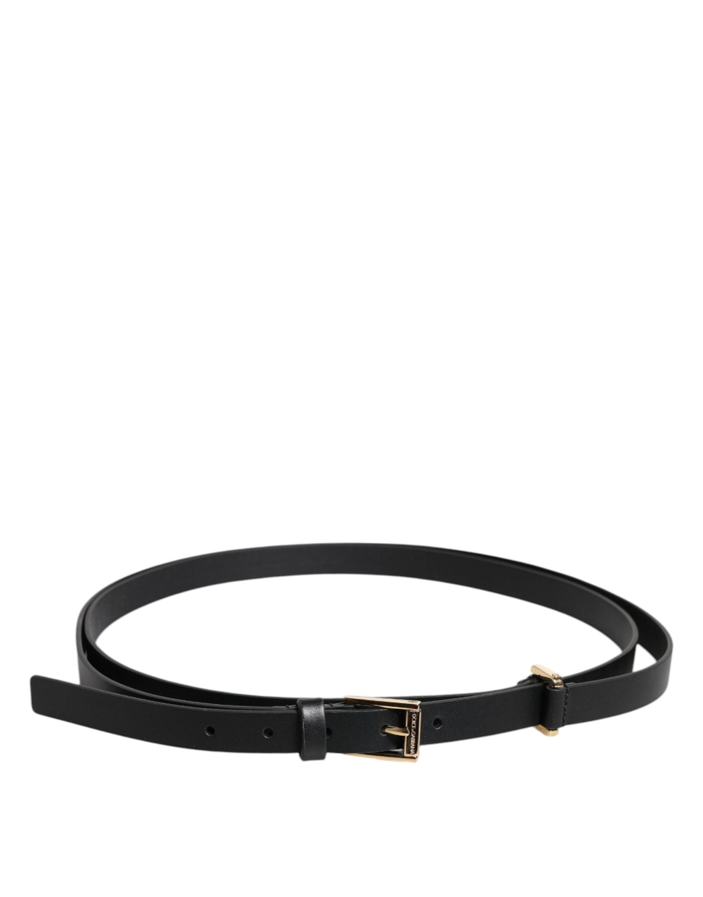 Dolce & Gabbana Black Calf Leather Gold Metal Buckle Men's Belt