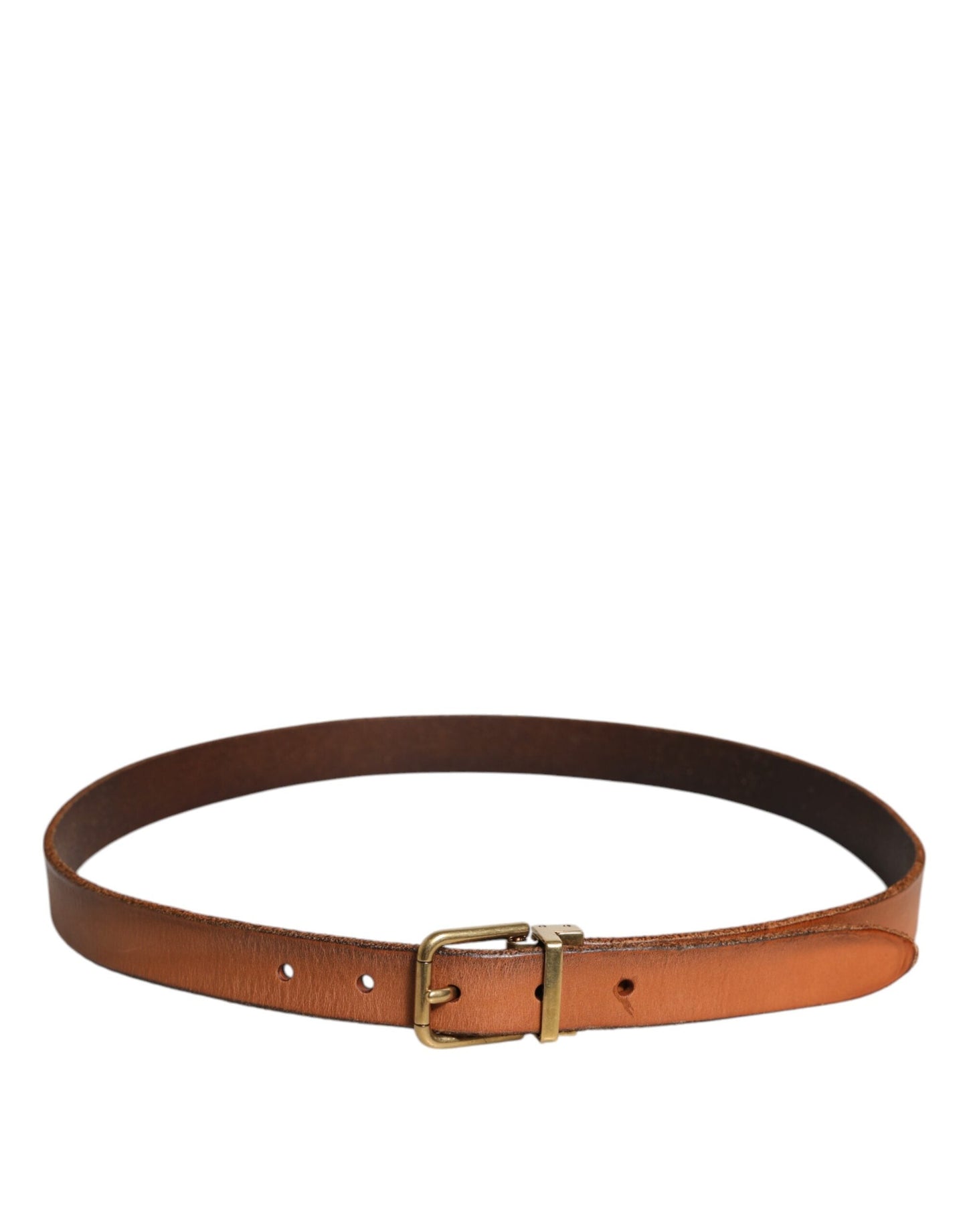 Dolce & Gabbana Brown Leather Gold Tone Metal Buckle Men's Belt ()