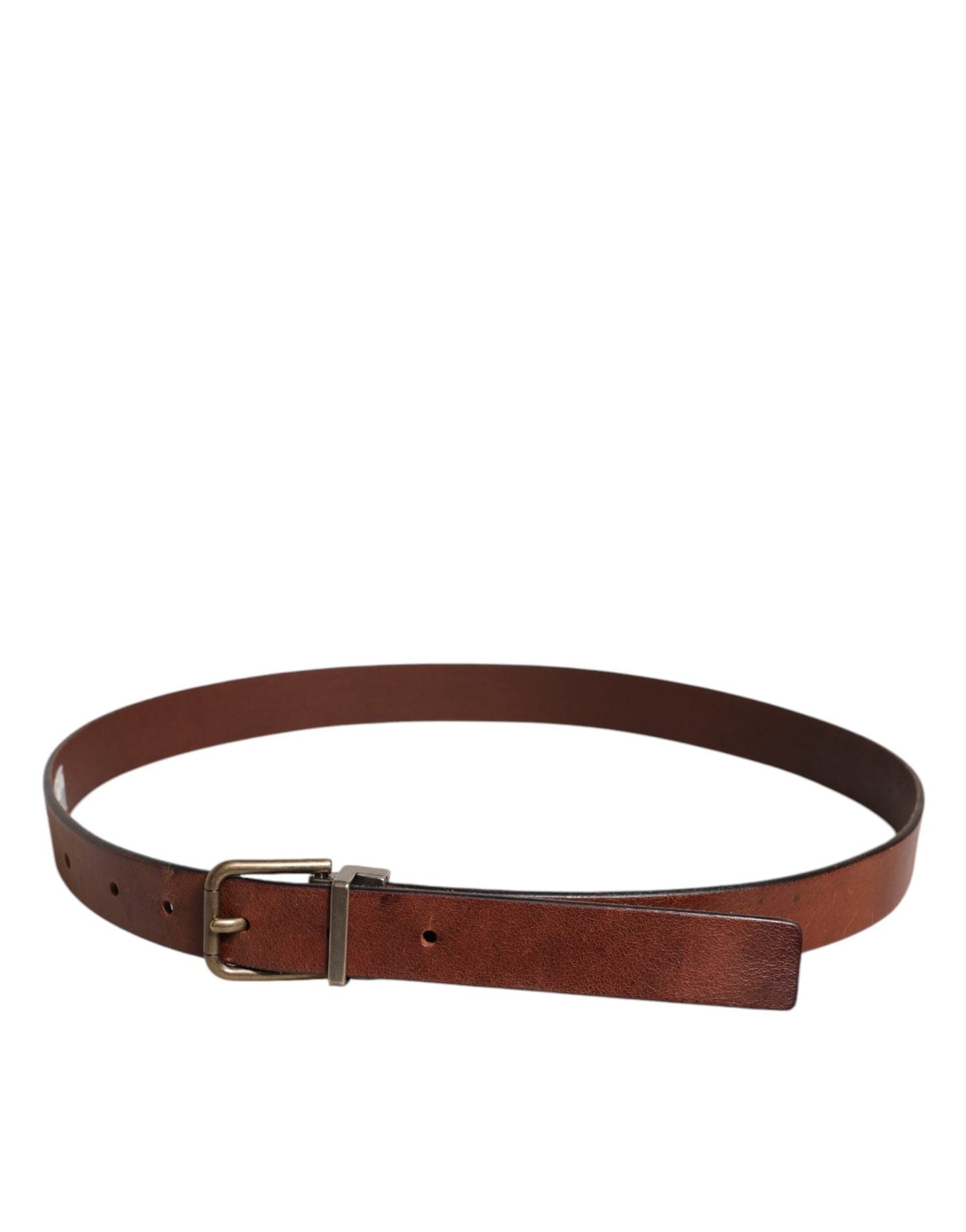 Dolce & Gabbana Brown Leather Metal Buckle Classic Men's Belt ()
