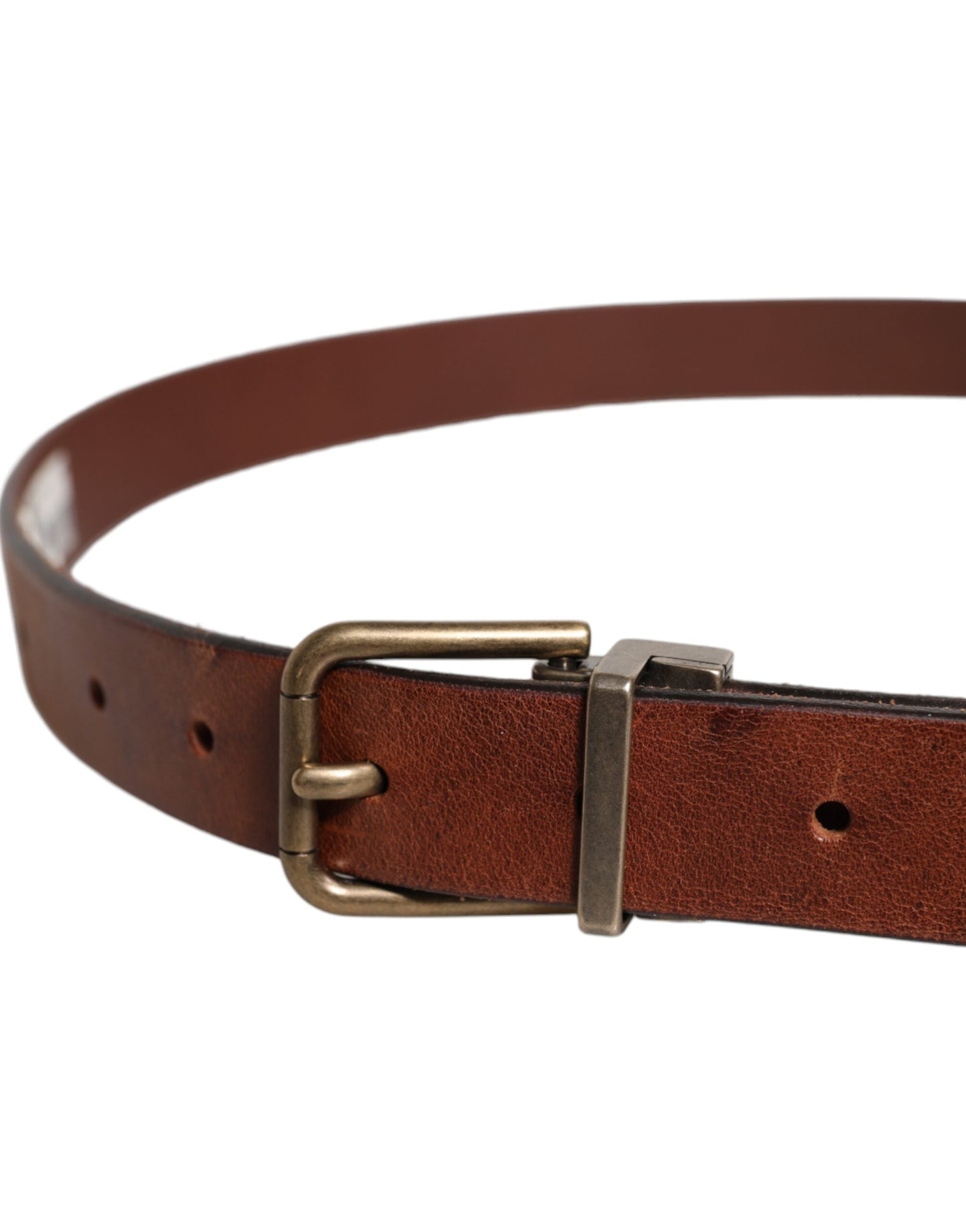 Dolce & Gabbana Brown Leather Metal Buckle Classic Men's Belt ()