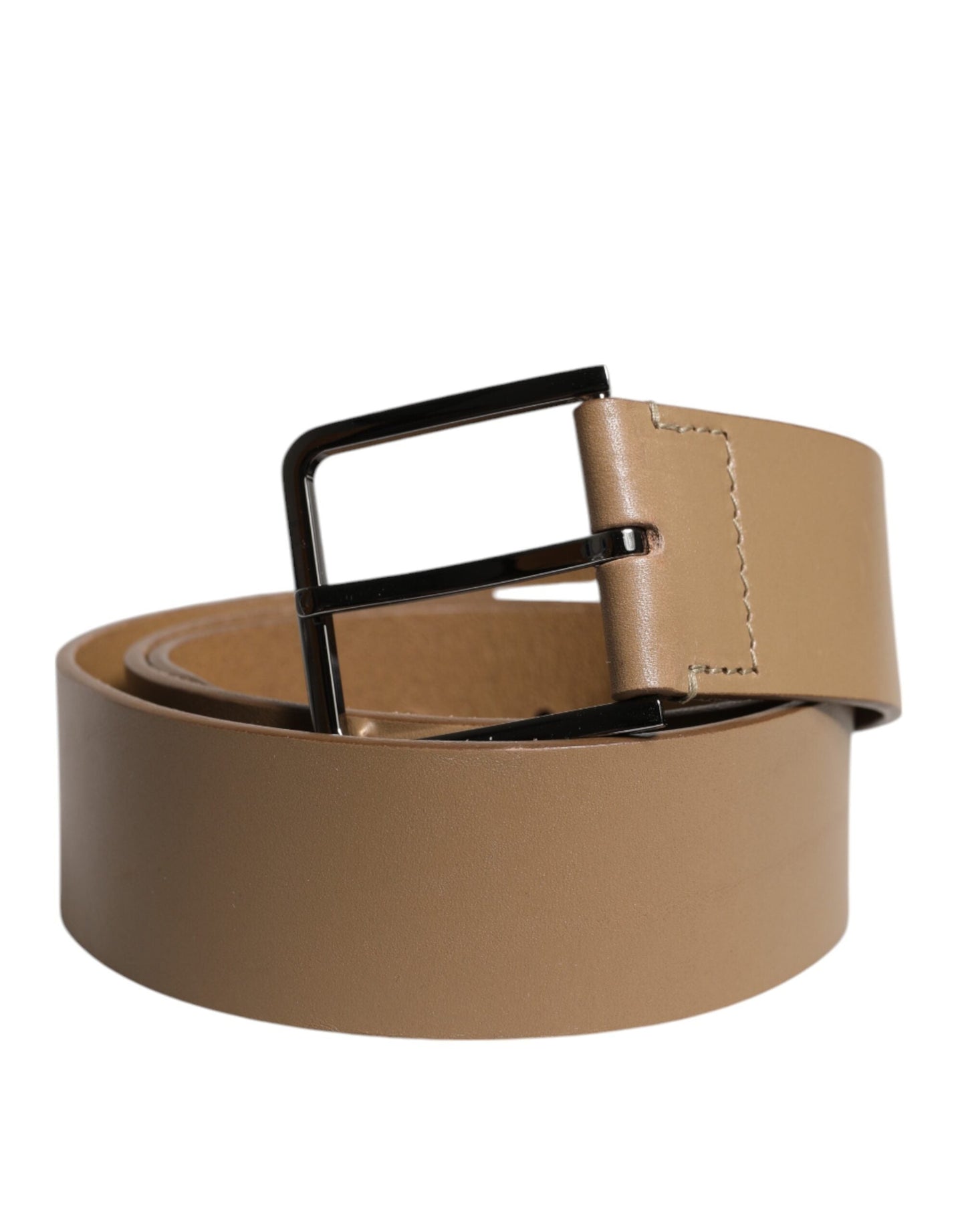 Dolce & Gabbana Brown Leather Classic Metal Logo Buckle Men's Belt ()