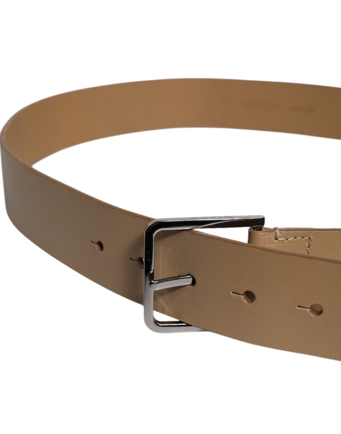 Dolce & Gabbana Brown Leather Classic Metal Logo Buckle Men's Belt ()