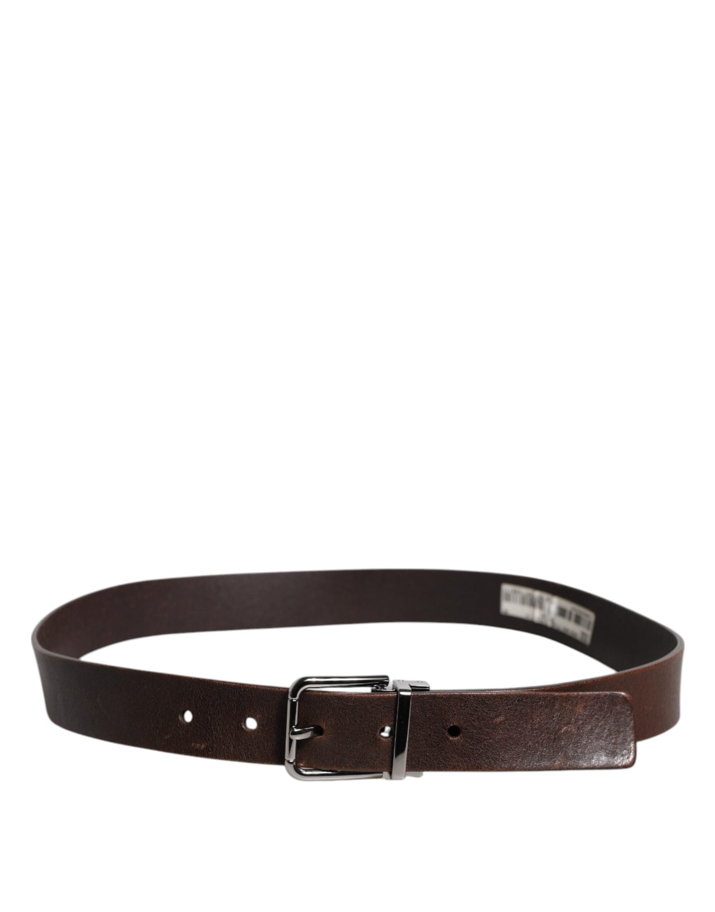 Dolce & Gabbana Brown Leather Classic Metal Logo Buckle Men's Belt ()