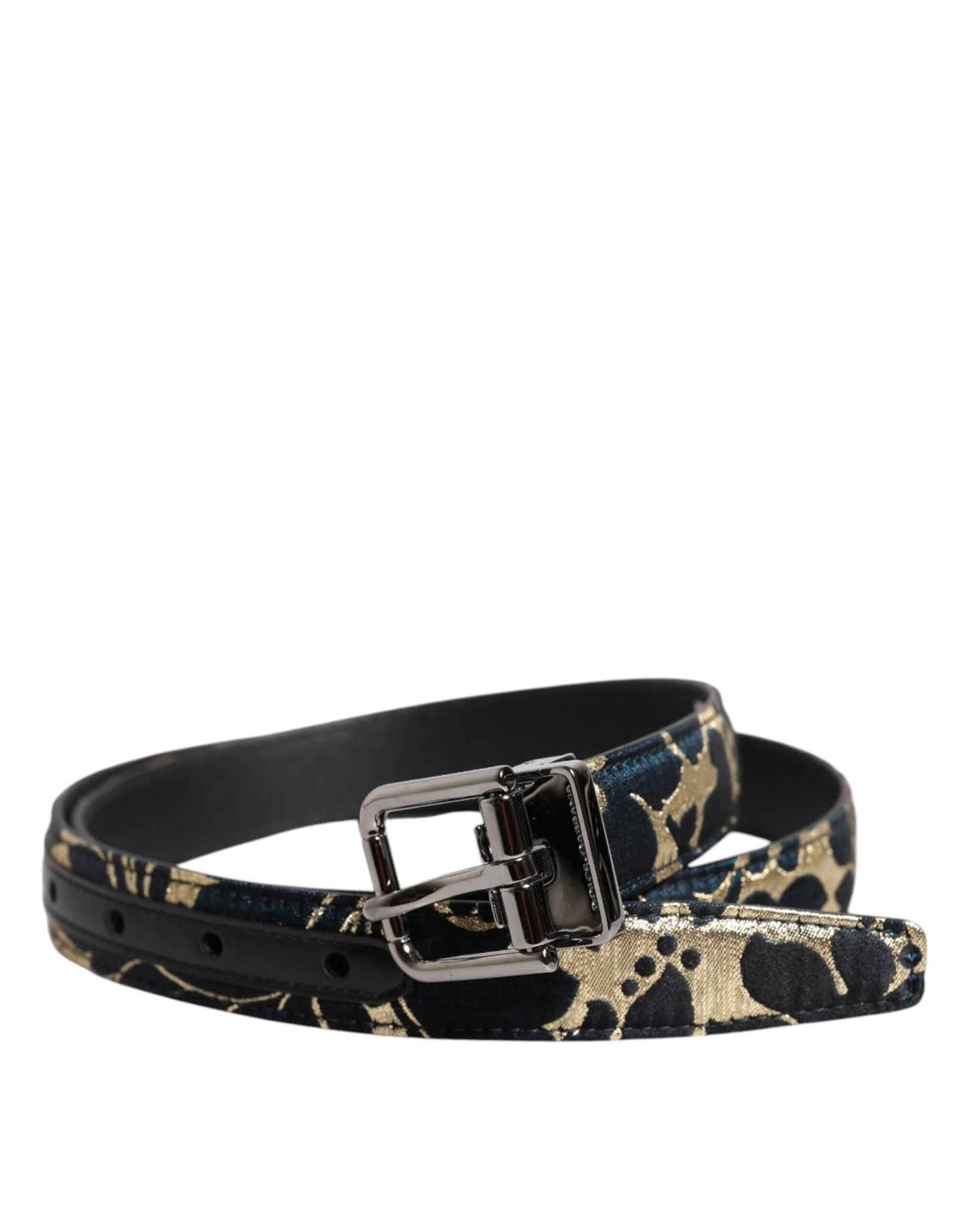 Dolce & Gabbana Multicolor Jacquard Leather Logo Buckle Men's Belt ()
