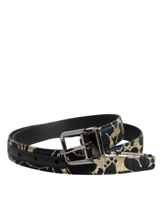 Dolce & Gabbana Multicolor Jacquard Leather Logo Buckle Men's Belt ()