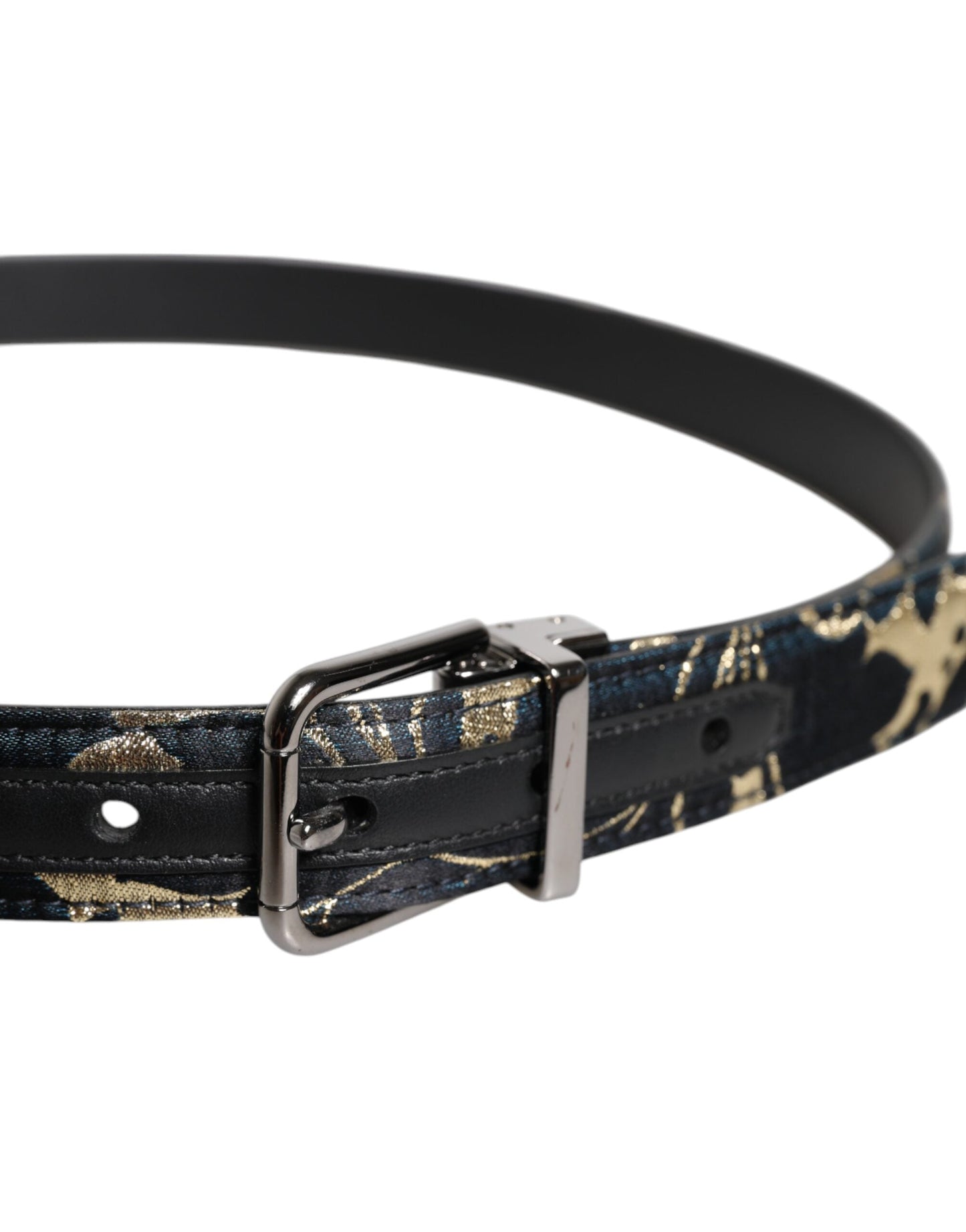 Dolce & Gabbana Multicolor Jacquard Leather Logo Buckle Men's Belt ()