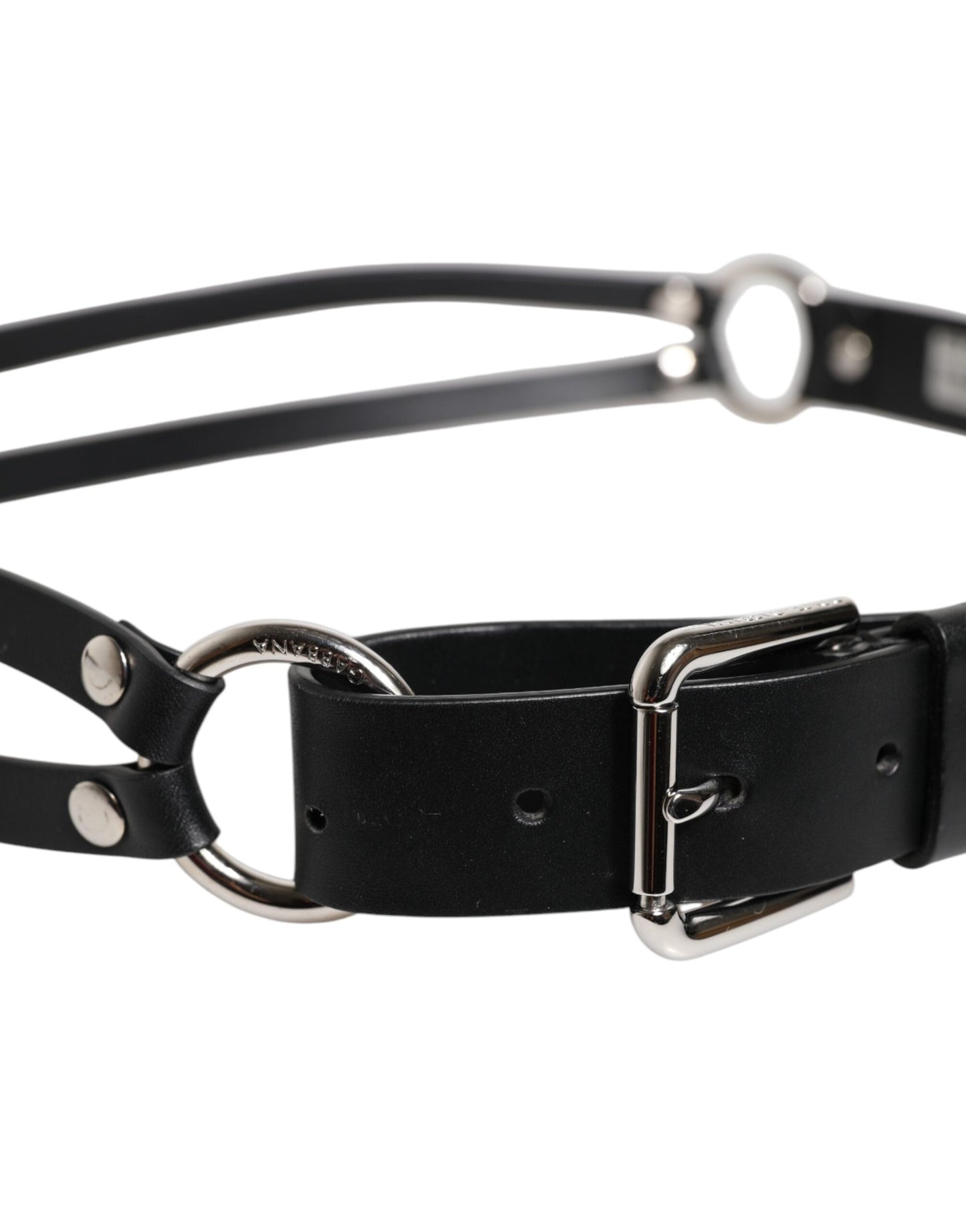 Dolce & Gabbana Black Leather Classic Metal Logo Buckle Men's Belt ()