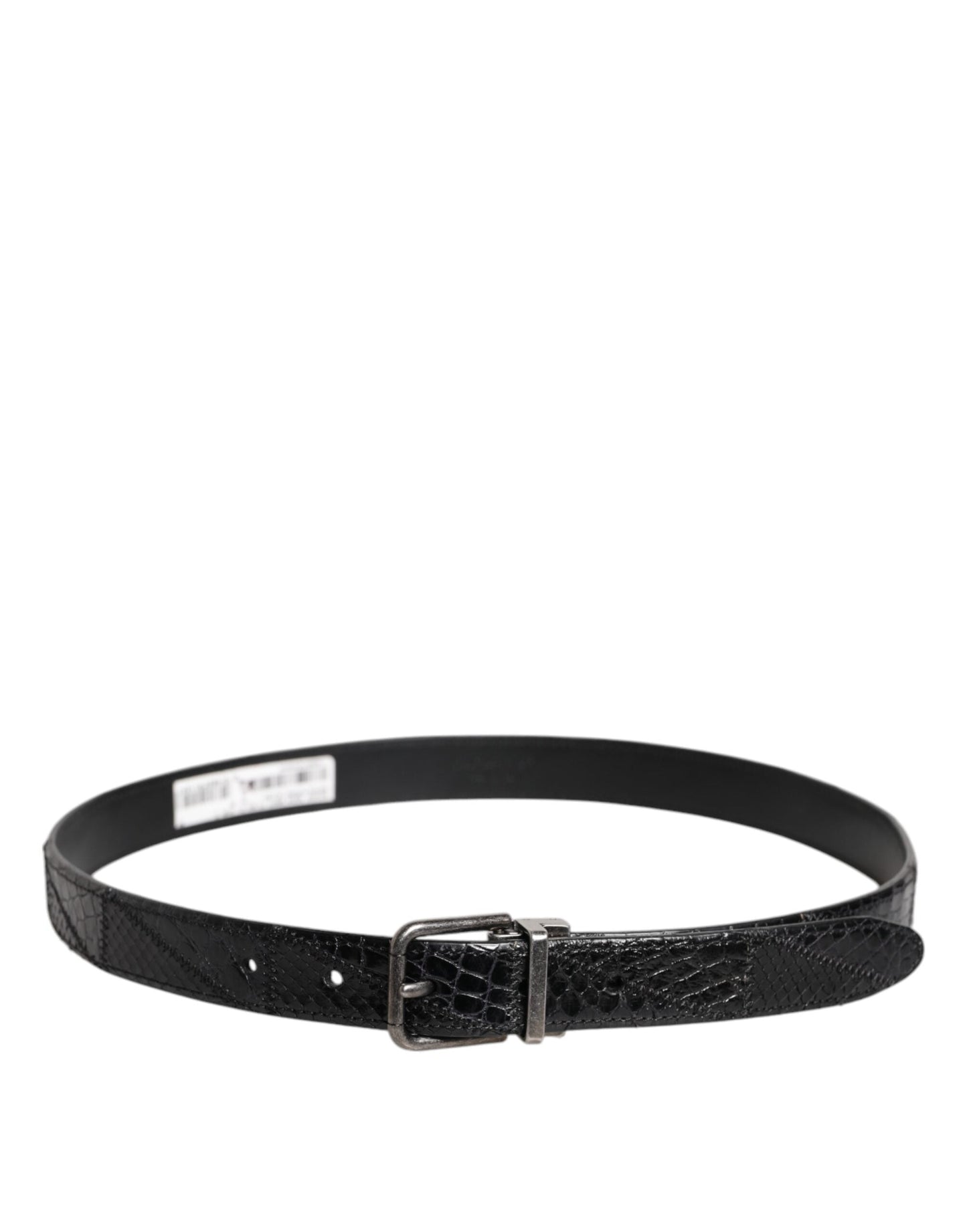 Dolce & Gabbana Black Exotic Leather Metal Logo Buckle Men's Belt ()