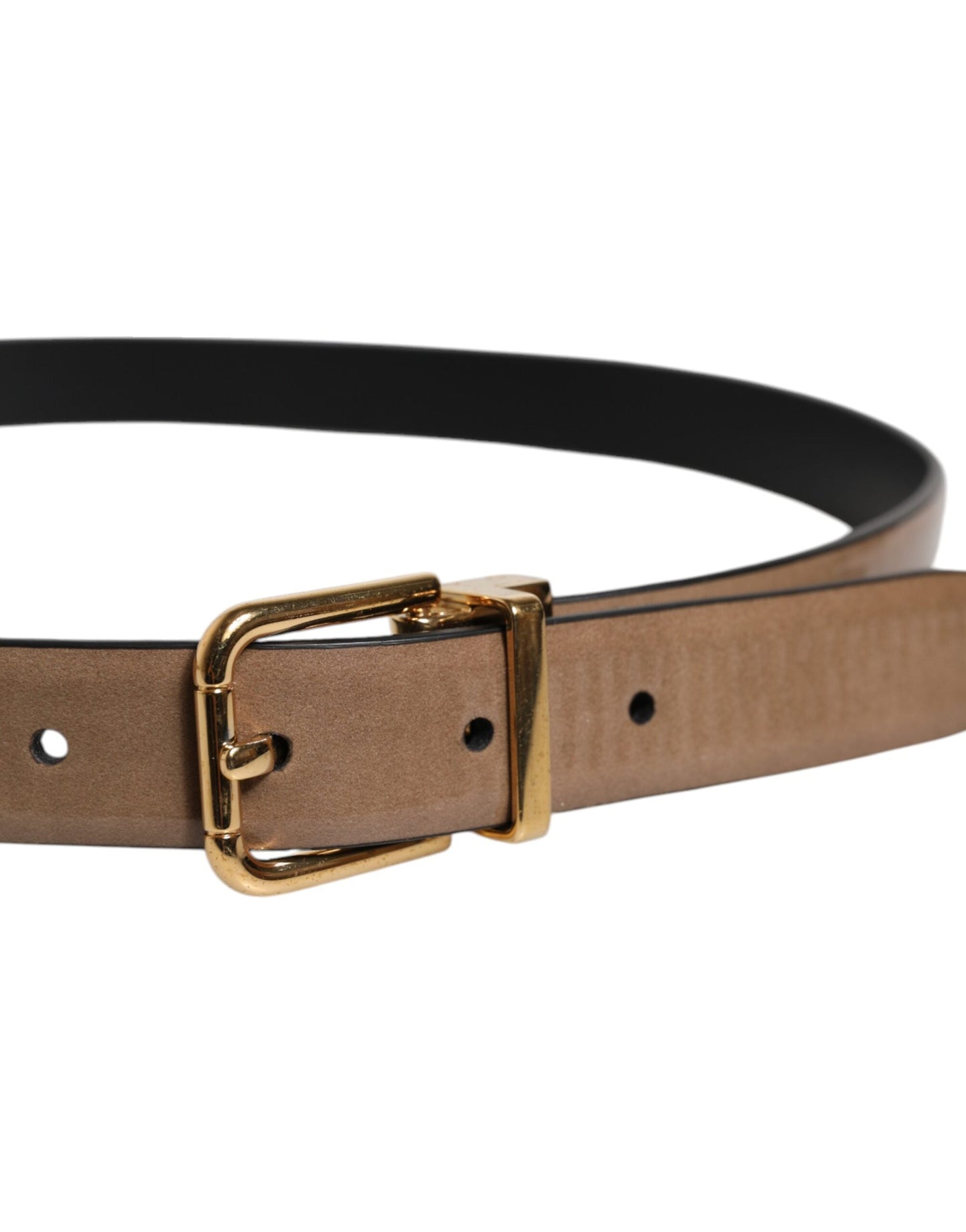 Dolce & Gabbana Brown Leather Classic Metal Logo Buckle Men's Belt ()