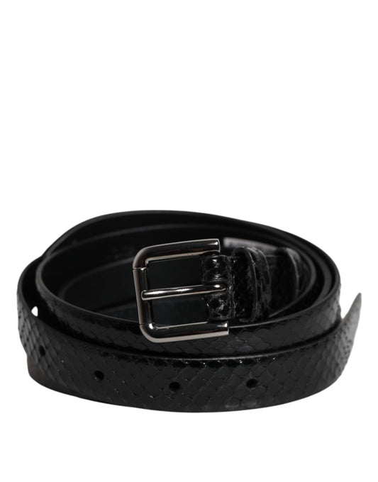 Dolce & Gabbana Black Leather Classic Metal Logo Buckle Men's Belt ()