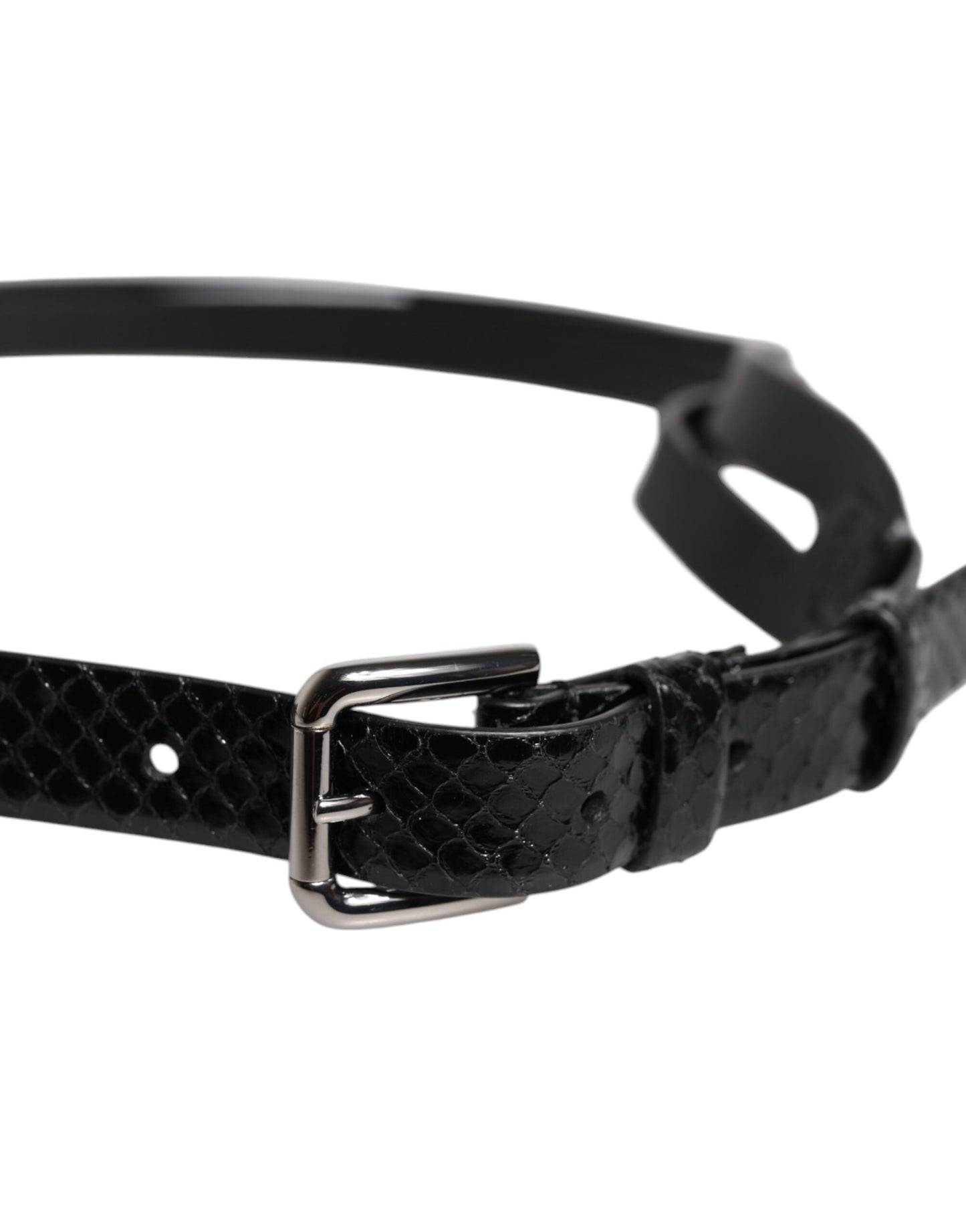 Dolce & Gabbana Black Leather Classic Metal Logo Buckle Men's Belt ()