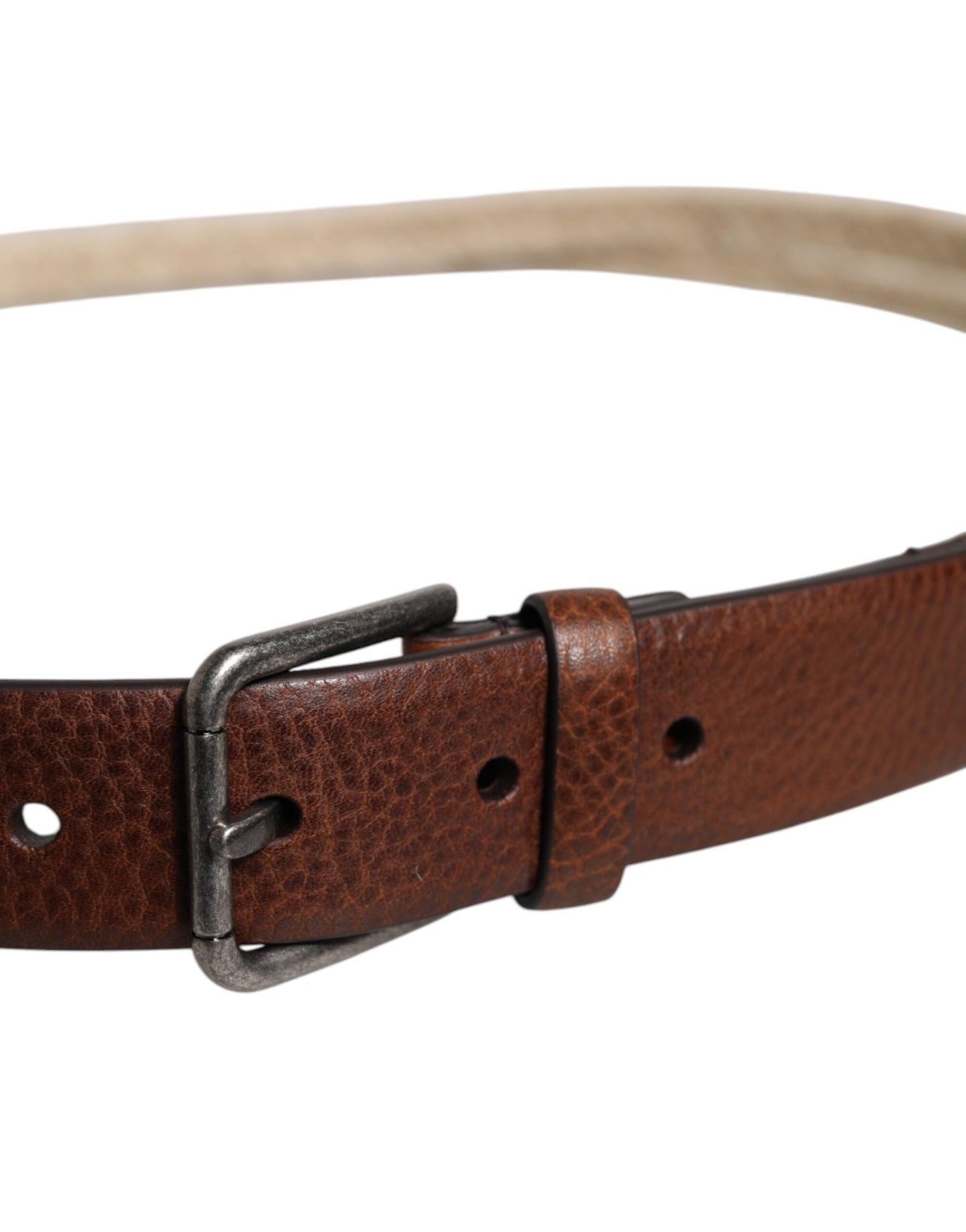 Dolce & Gabbana Brown Jute Leather Woven Metal Buckle Men's Belt