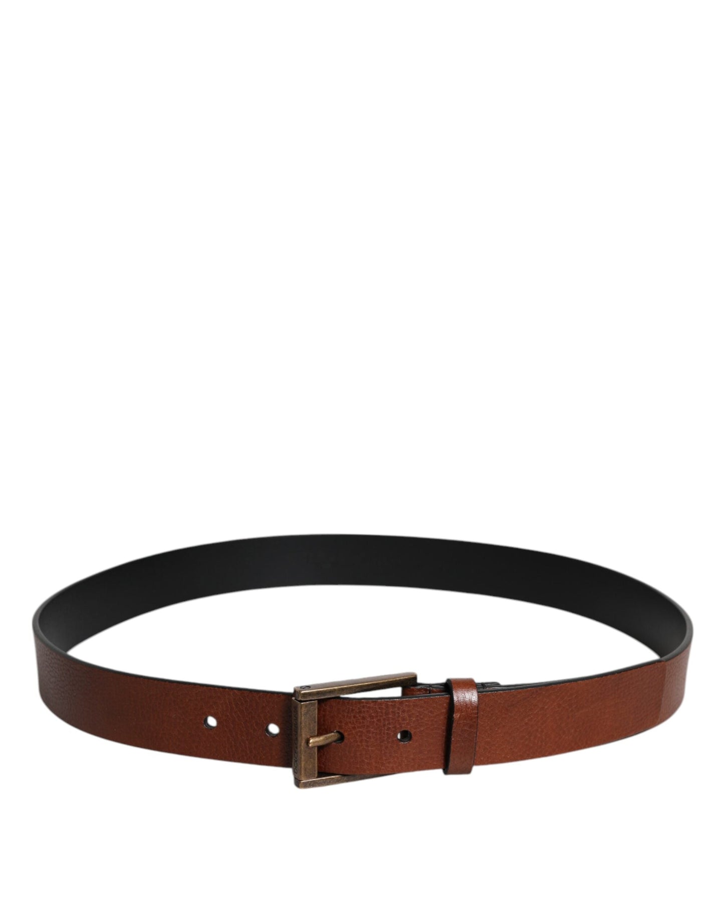 Dolce & Gabbana Brown Calf Leather Classic Metal Buckle Men's Belt