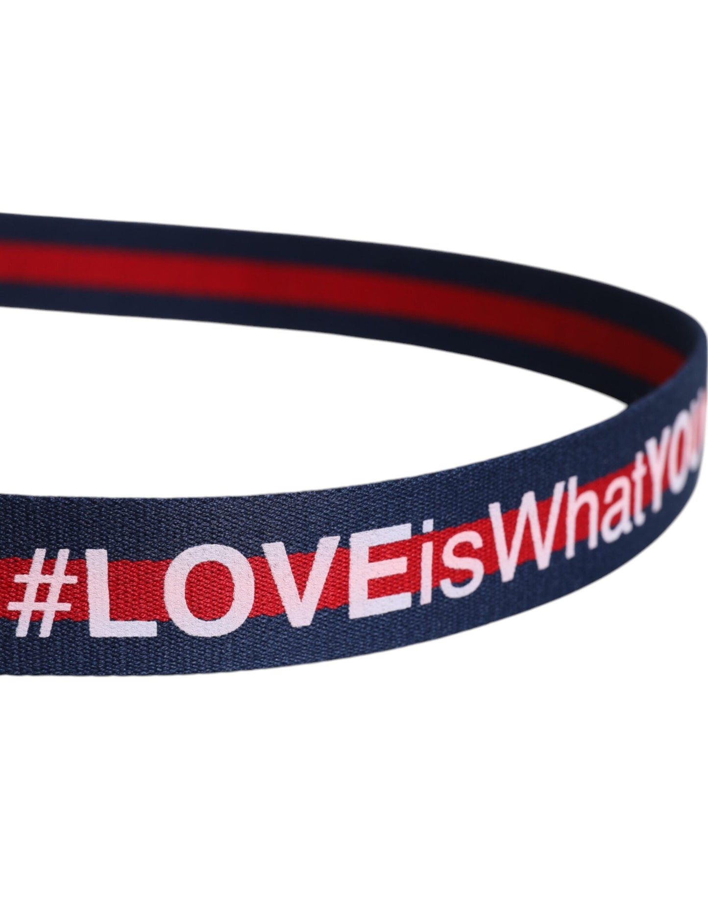 Dolce & Gabbana Blue Cotton Leather Printed Metal Buckle Men's Belt