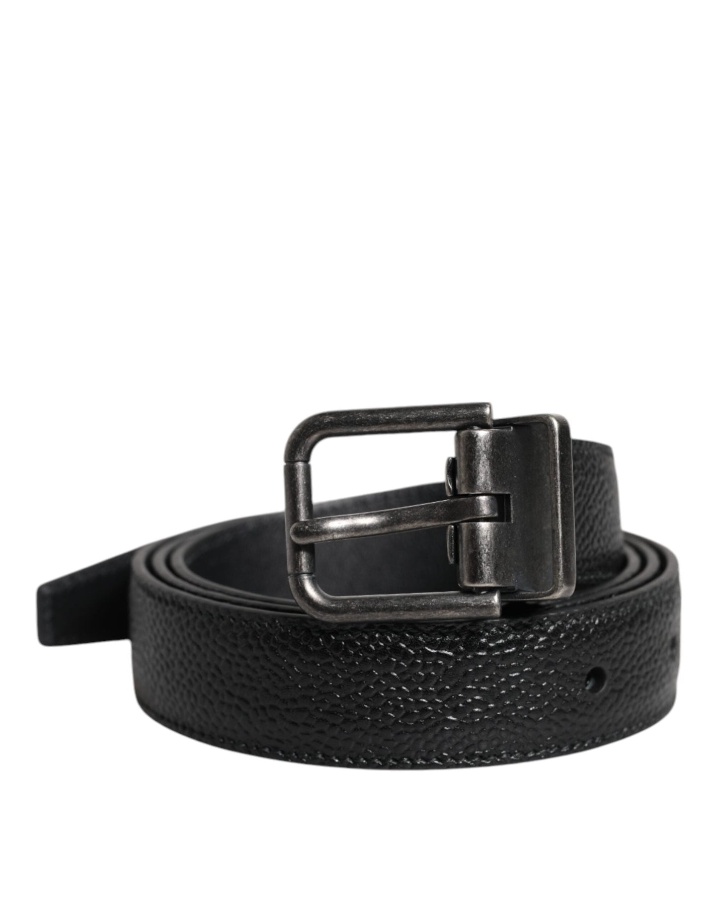 Dolce & Gabbana Black Calf Leather Classic Metal Buckle Men's Belt