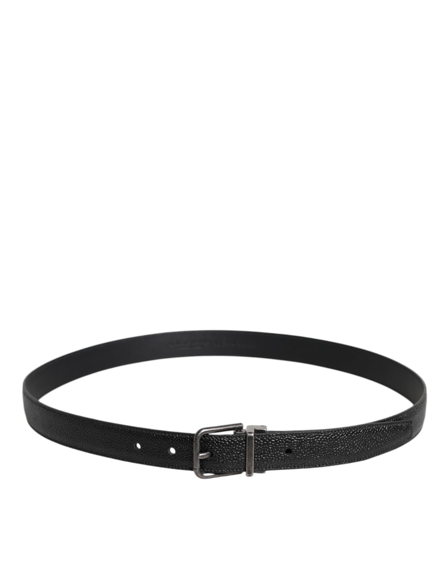 Dolce & Gabbana Black Calf Leather Classic Metal Buckle Men's Belt