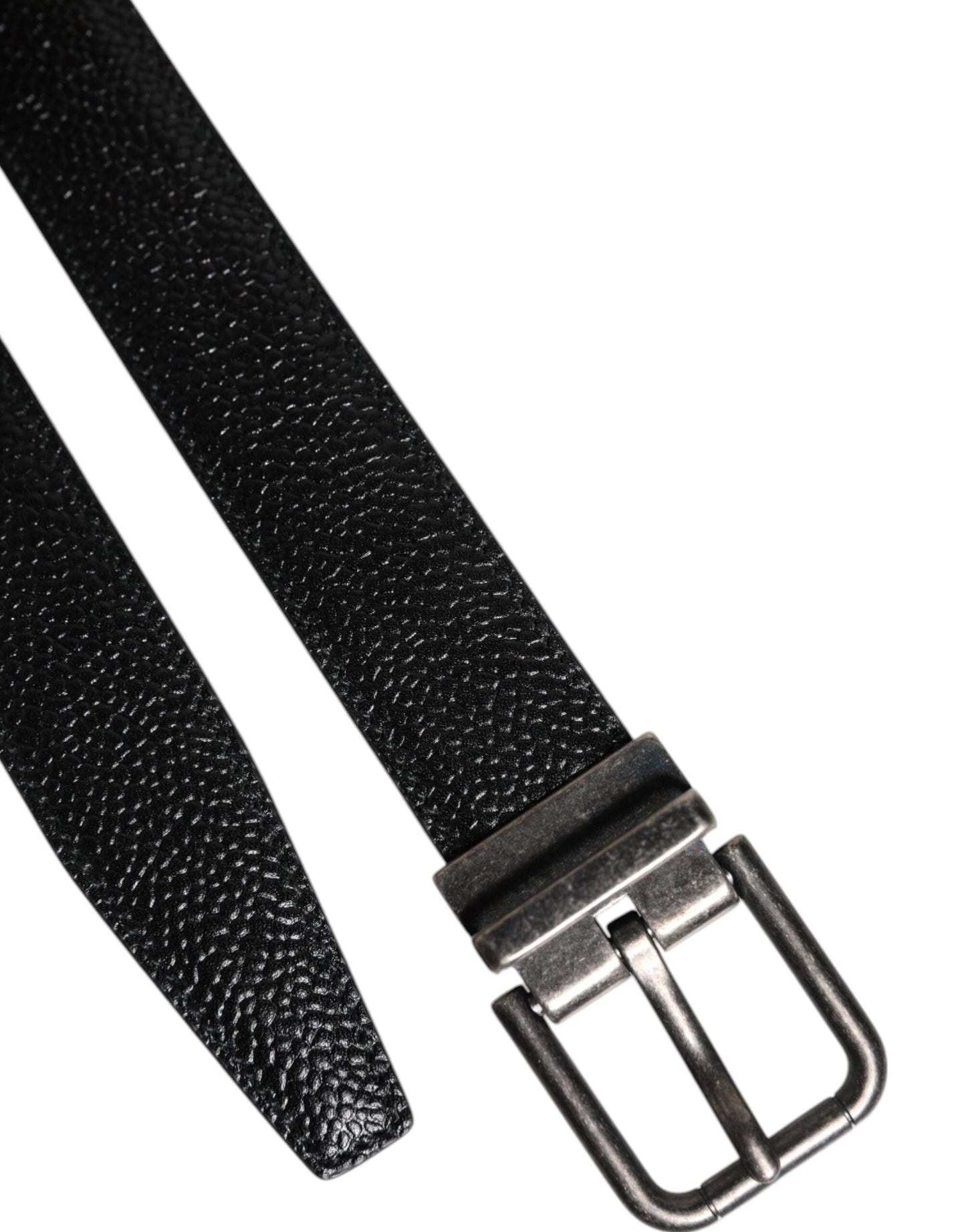 Dolce & Gabbana Black Calf Leather Classic Metal Buckle Men's Belt