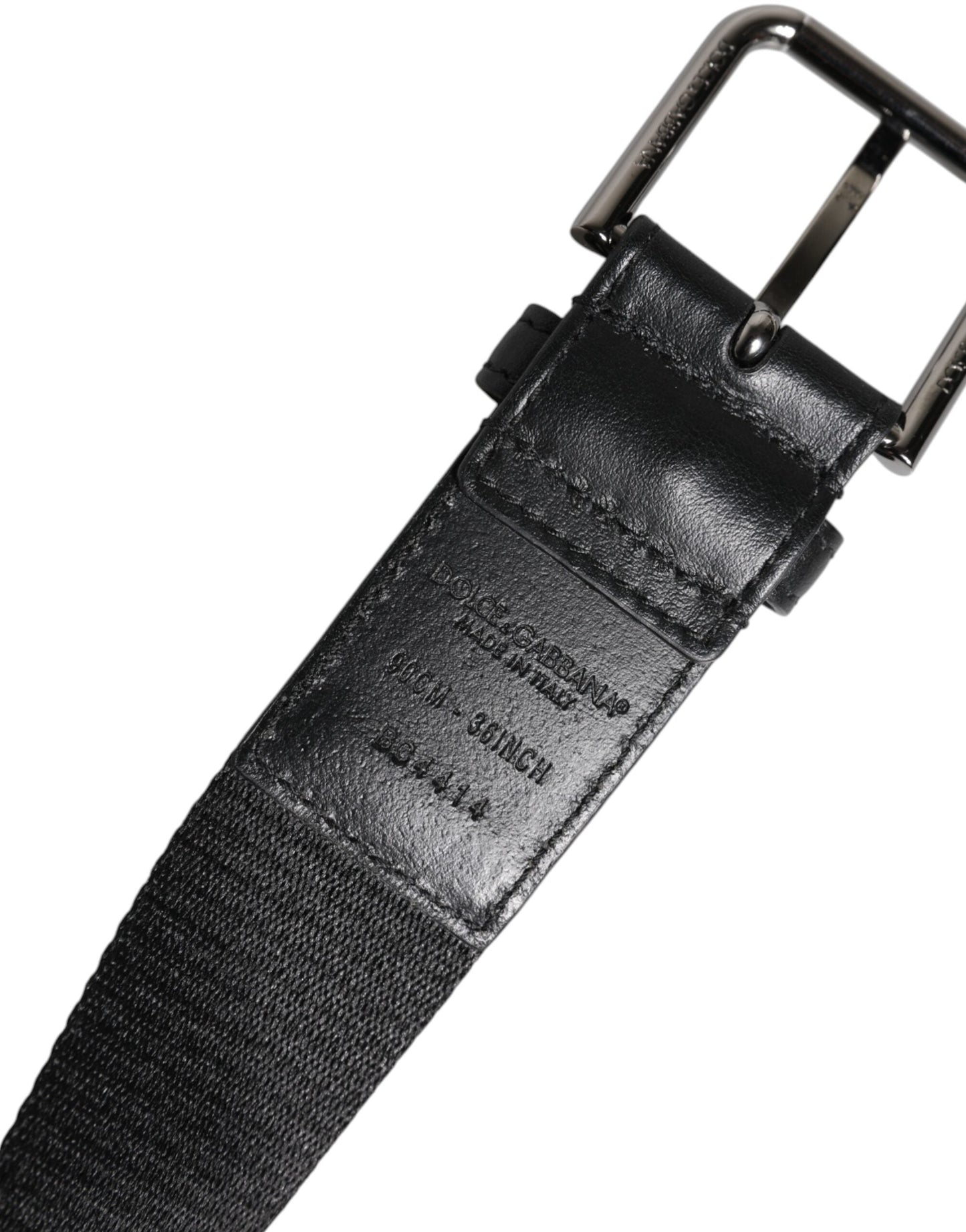 Dolce & Gabbana Black Blue Polyester Printed Metal Buckle Men's Belt ()