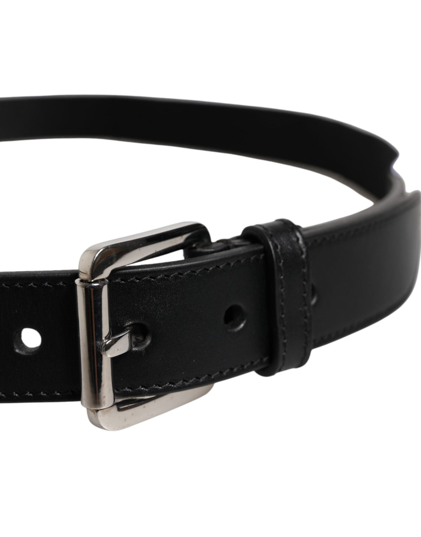 Dolce & Gabbana Black White Printed Metal Logo Buckle Men's Belt