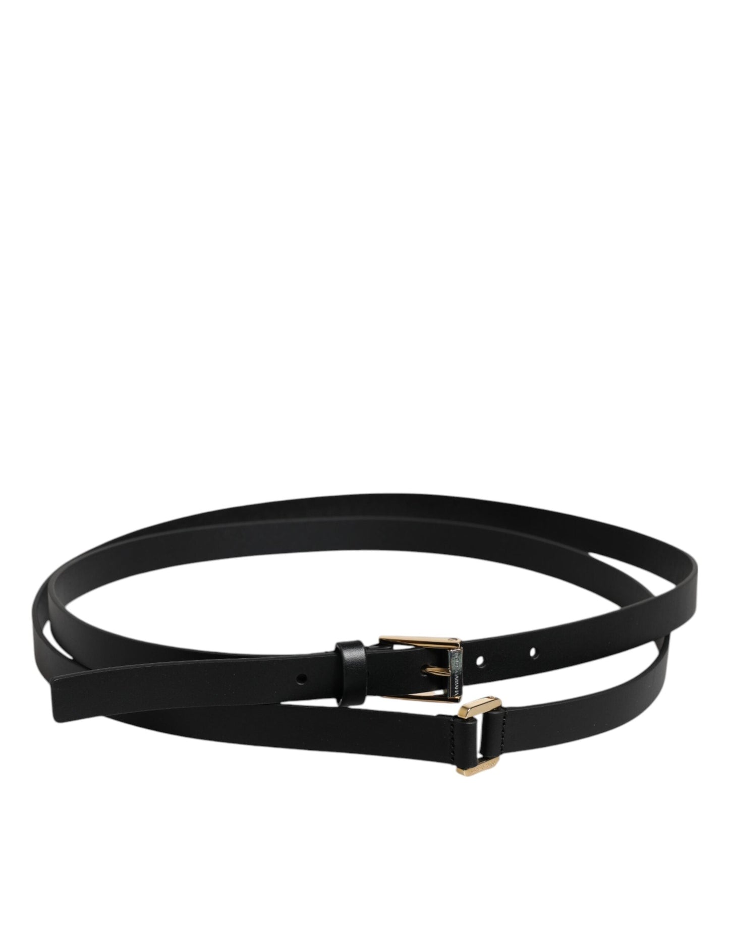Dolce & Gabbana Black Calfskin Classic Metal Logo Buckle Men's Belt