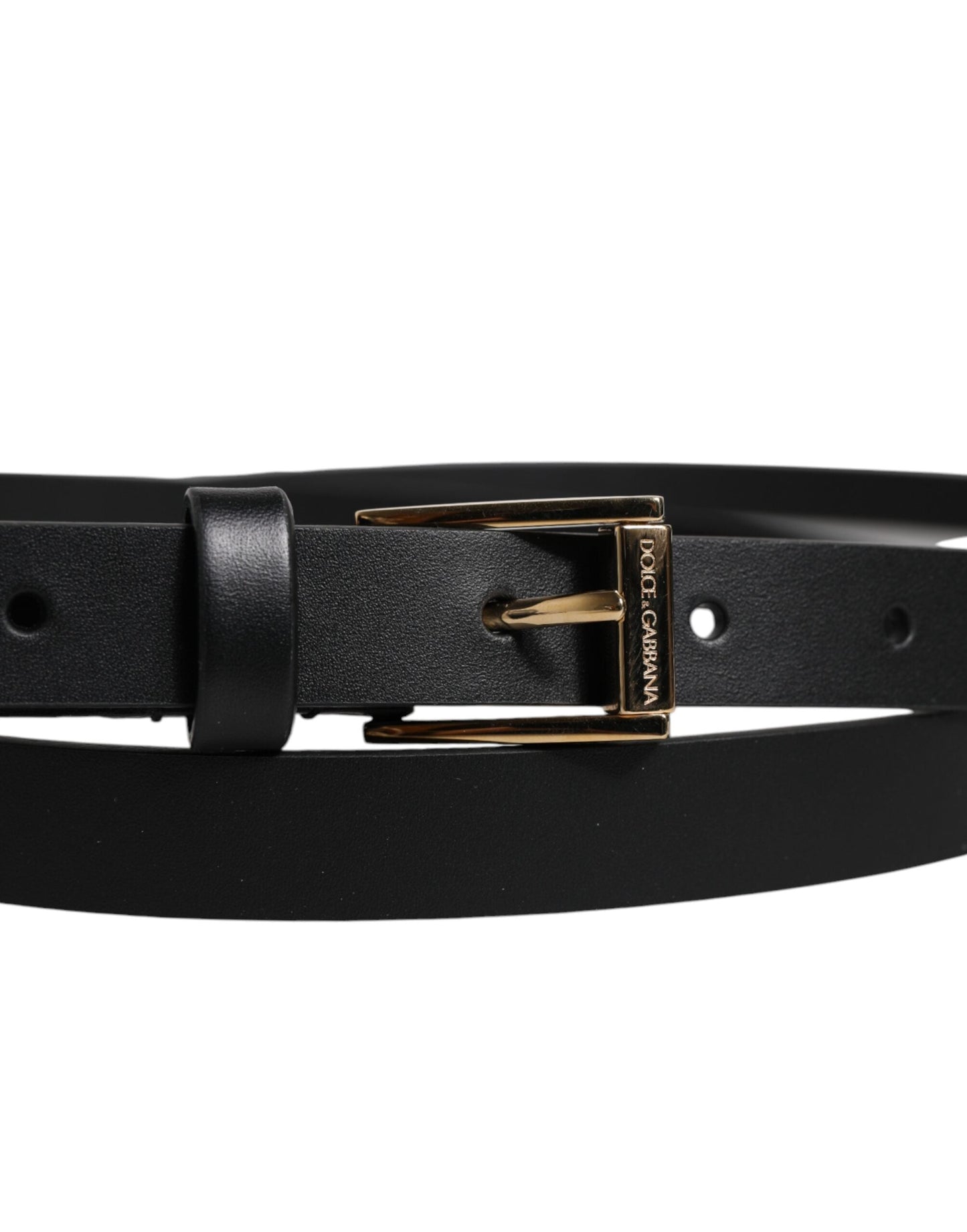 Dolce & Gabbana Black Calfskin Classic Metal Logo Buckle Men's Belt
