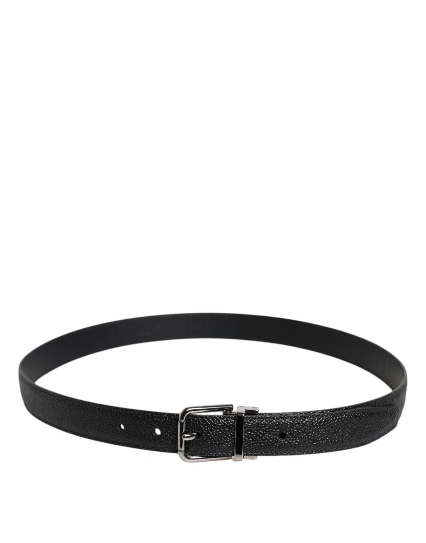 Dolce & Gabbana Black Calf Leather Classic Metal Buckle Men's Belt