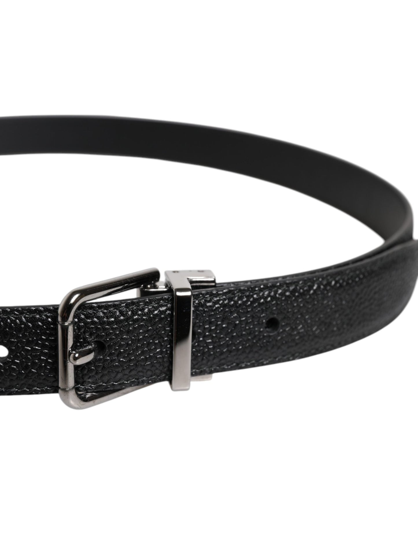 Dolce & Gabbana Black Calf Leather Classic Metal Buckle Men's Belt