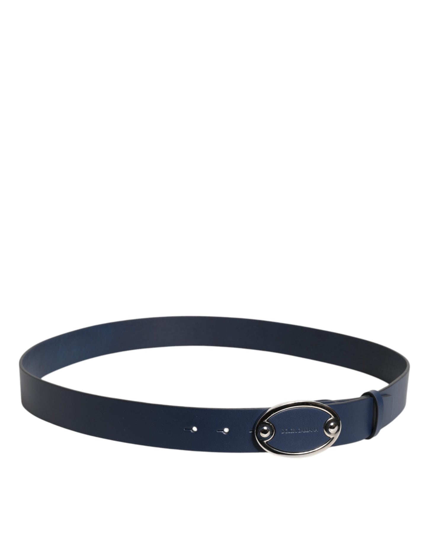 Dolce & Gabbana Blue Leather Classic Metal Logo Buckle Men's Belt