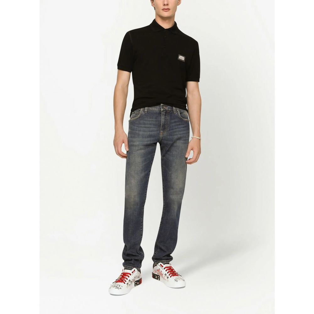 Dolce & Gabbana Black Polo Shirts Men