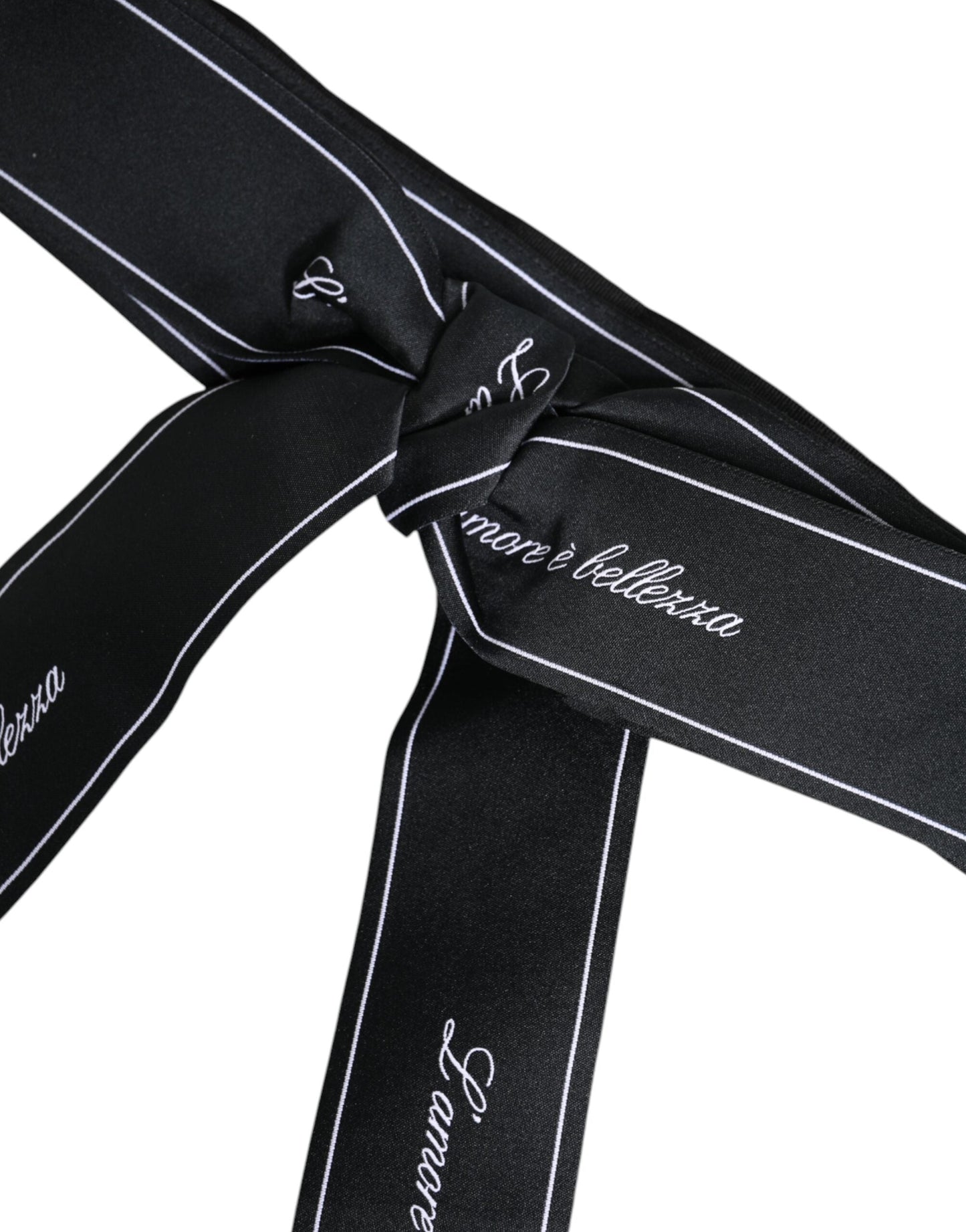 Dolce & Gabbana Black Waist Ribbon Wide Bow Logo Women's Belt