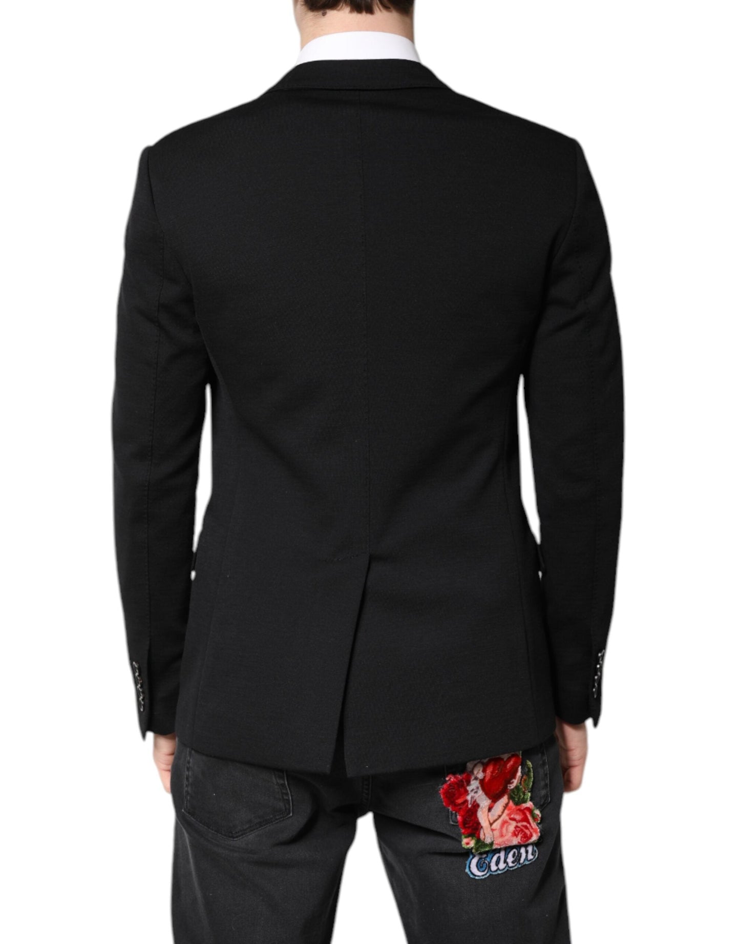 Dolce & Gabbana Black Wool Slim Fit Coat Blazer Jacket Men's Suit ()