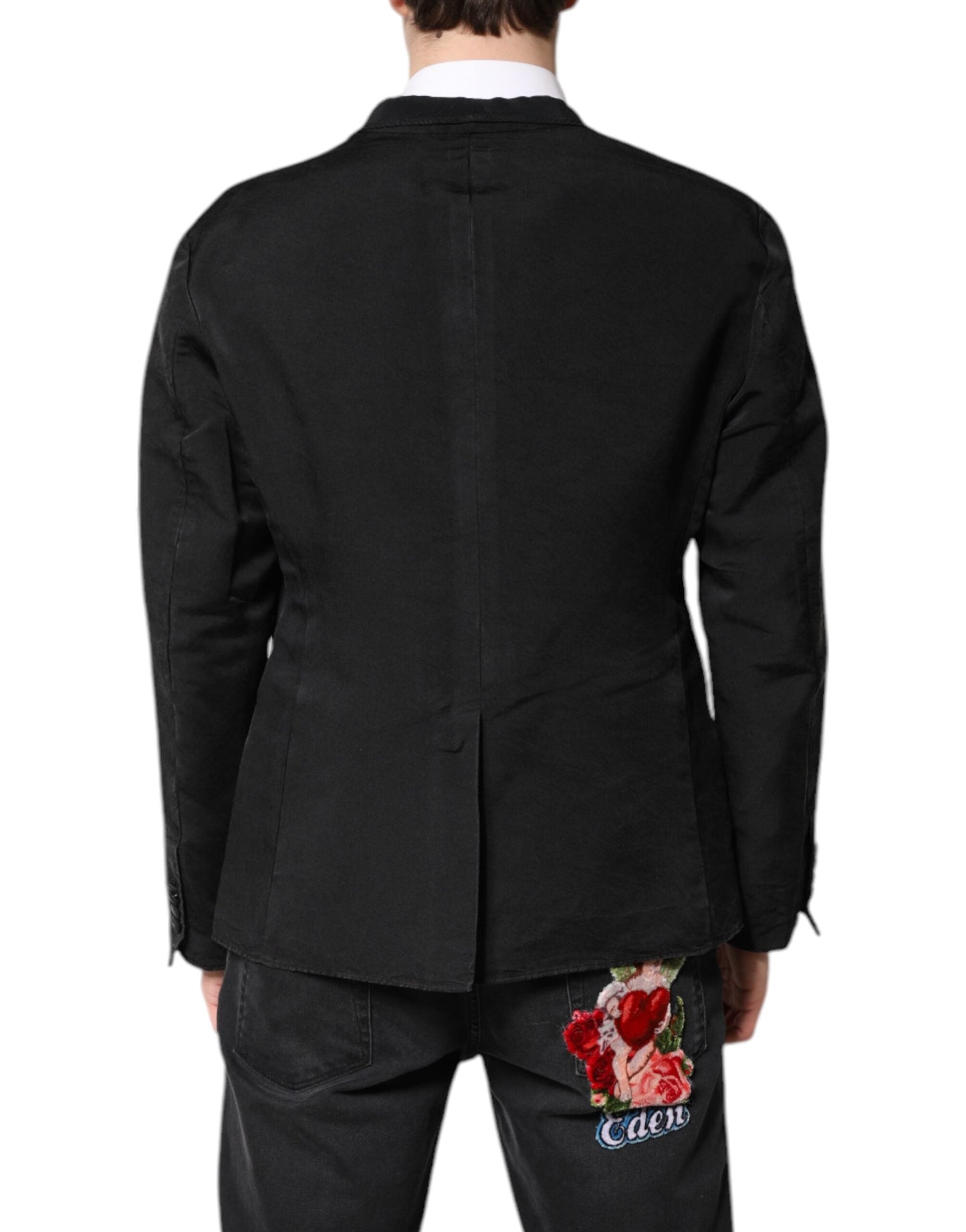 Dolce & Gabbana Black Silk Single Breasted Coat Blazer Men's Suit ()