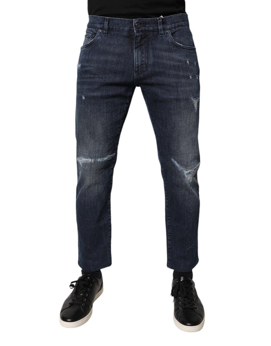 Dolce & Gabbana Blue Cotton Stretch Skinny Men Denim Men's Jeans
