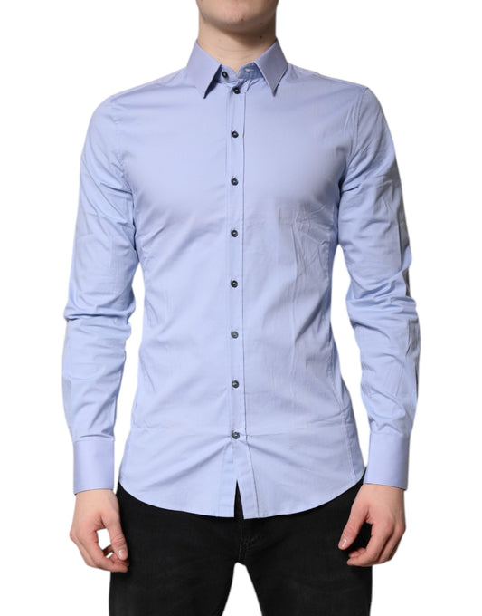 Dolce & Gabbana Light Blue Cotton SICILIA Dress Formal Men's Shirt ()