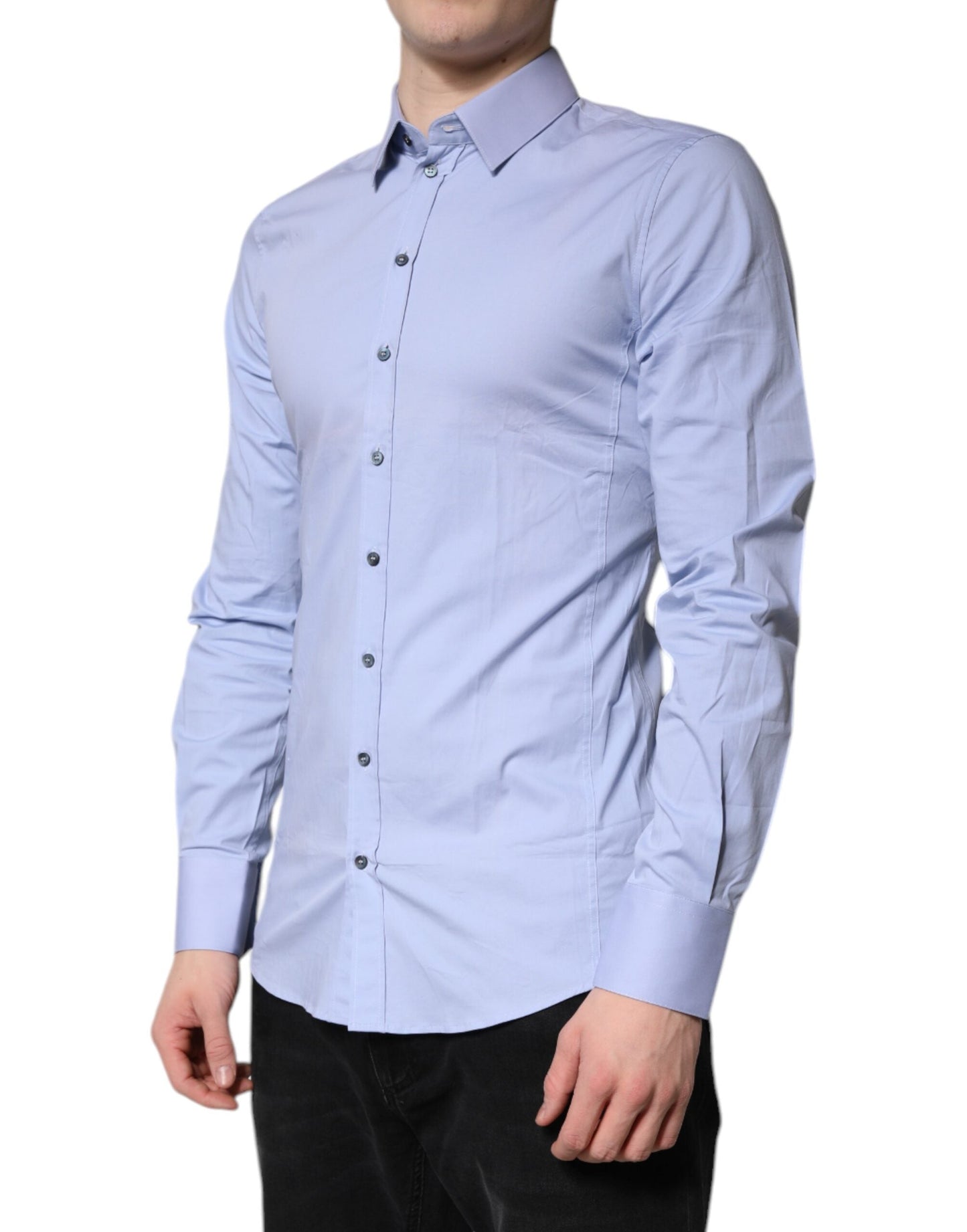 Dolce & Gabbana Light Blue Cotton SICILIA Dress Formal Men's Shirt ()