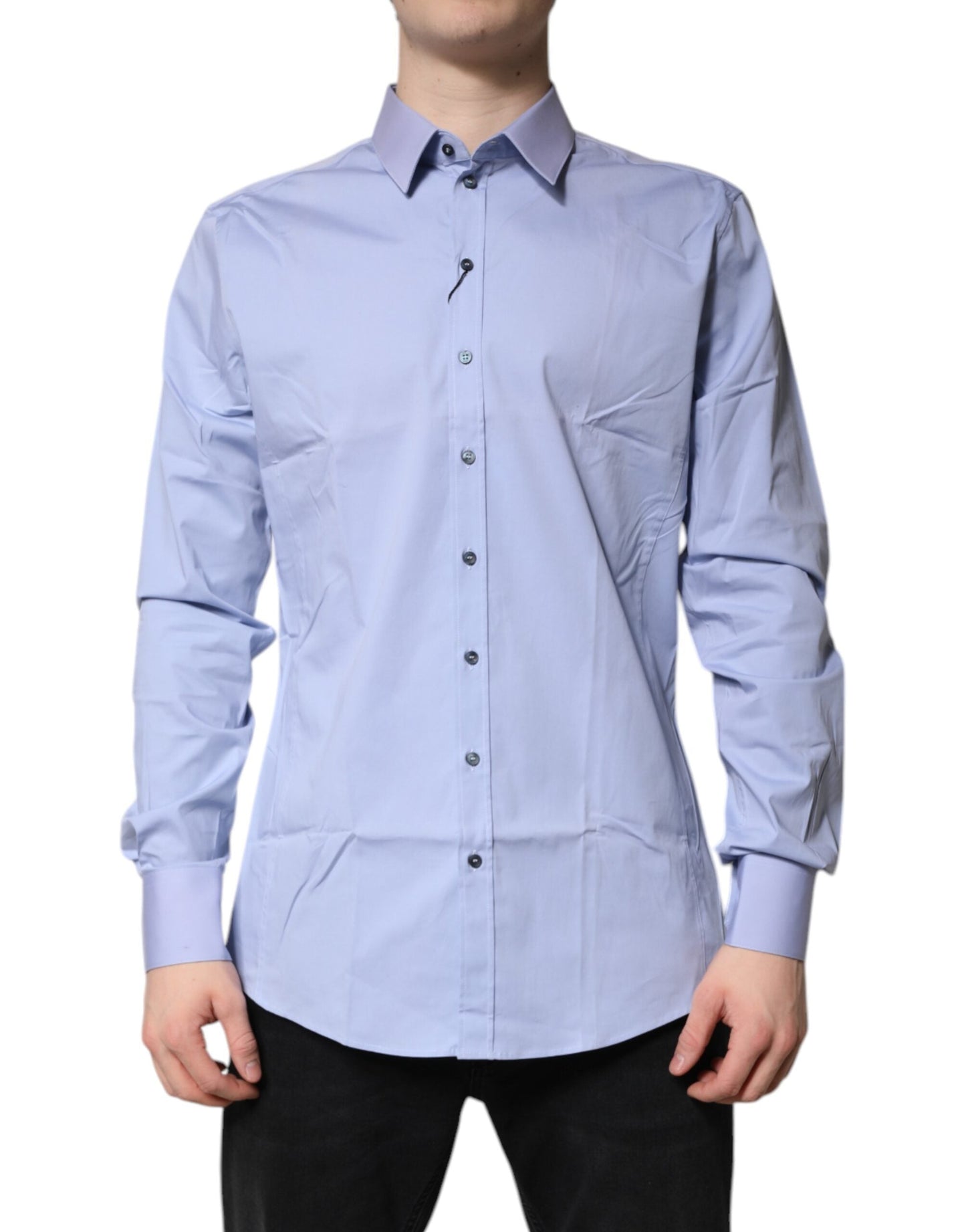 Dolce & Gabbana Light Blue Cotton SICILIA Dress Formal Men's Shirt ()