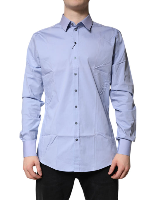 Dolce & Gabbana Light Blue Cotton SICILIA Dress Formal Men's Shirt ()
