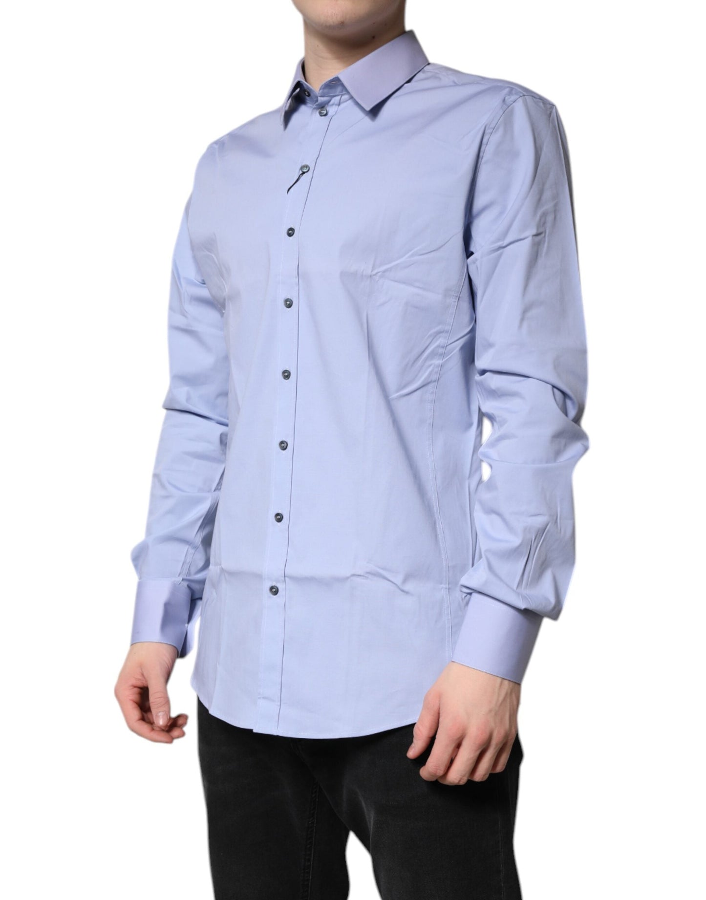 Dolce & Gabbana Light Blue Cotton SICILIA Dress Formal Men's Shirt ()