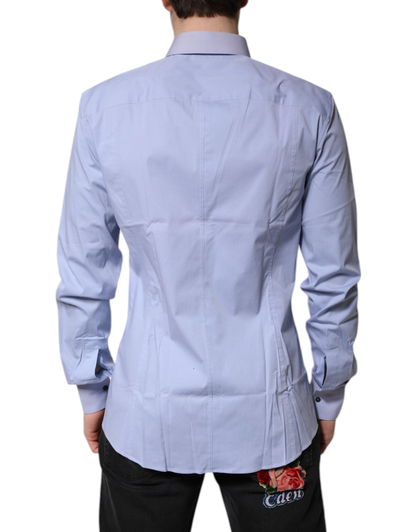 Dolce & Gabbana Light Blue Cotton SICILIA Dress Formal Men's Shirt ()