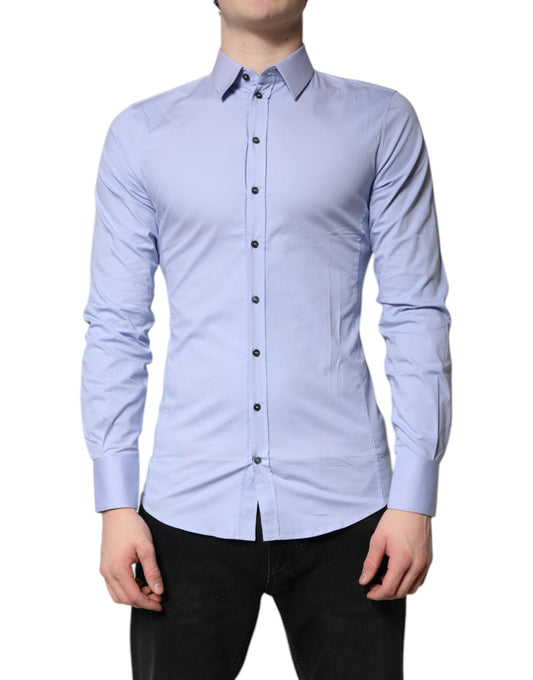 Dolce & Gabbana Light Blue Cotton SICILIA Dress Formal Men's Shirt ()