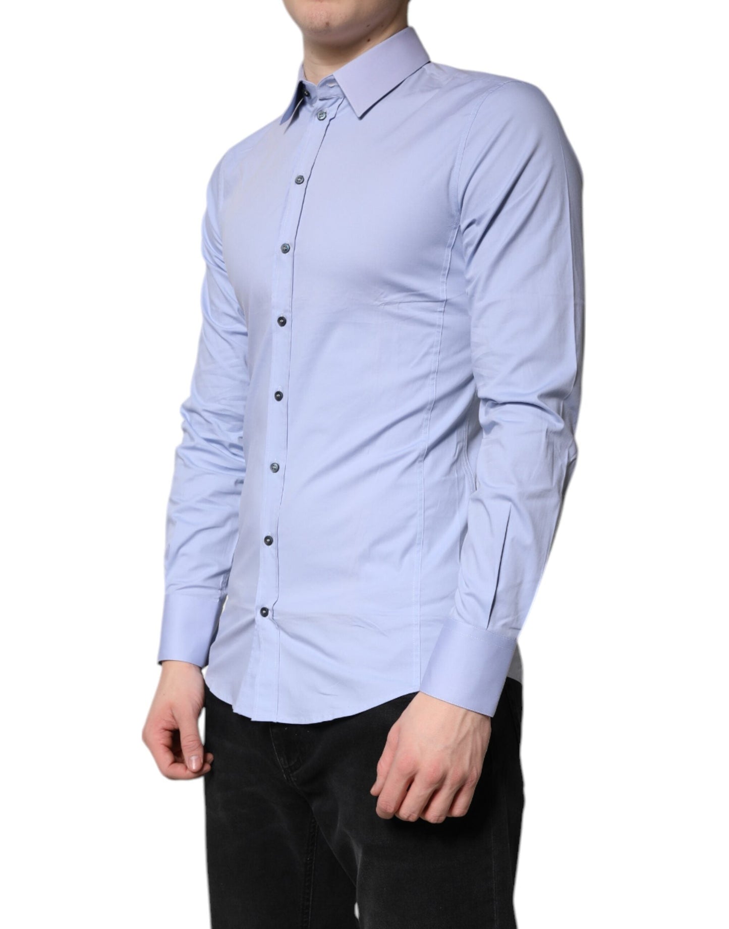 Dolce & Gabbana Light Blue Cotton SICILIA Dress Formal Men's Shirt ()