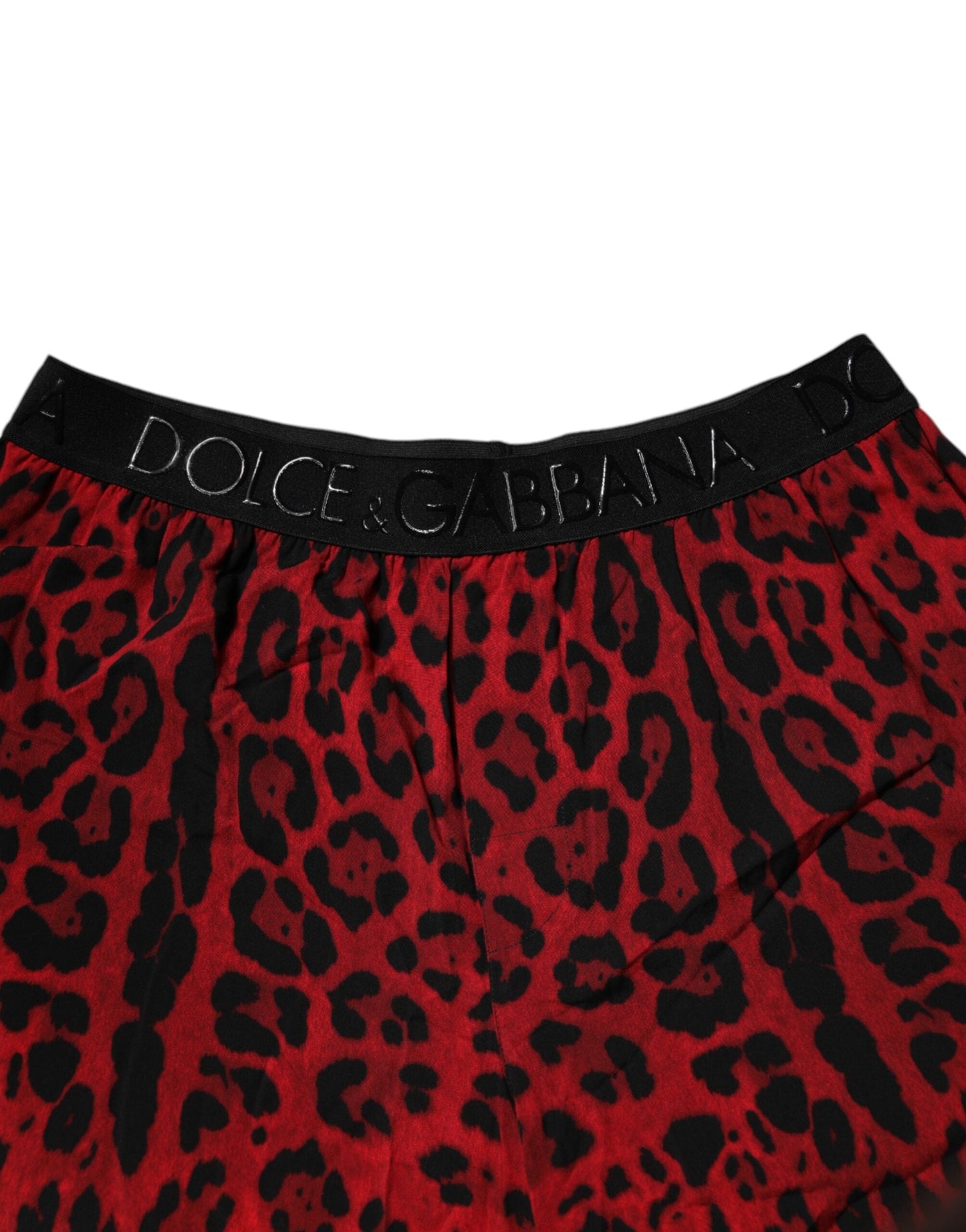 Dolce & Gabbana Red Leopard Print Viscose Bermuda Men's Shorts